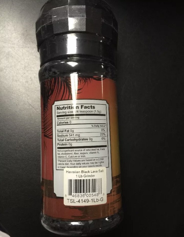 The Spice Lab Hawaiian Black Lava Sea Salt GRINDER – 1lb – Grilling Rubs Roasts