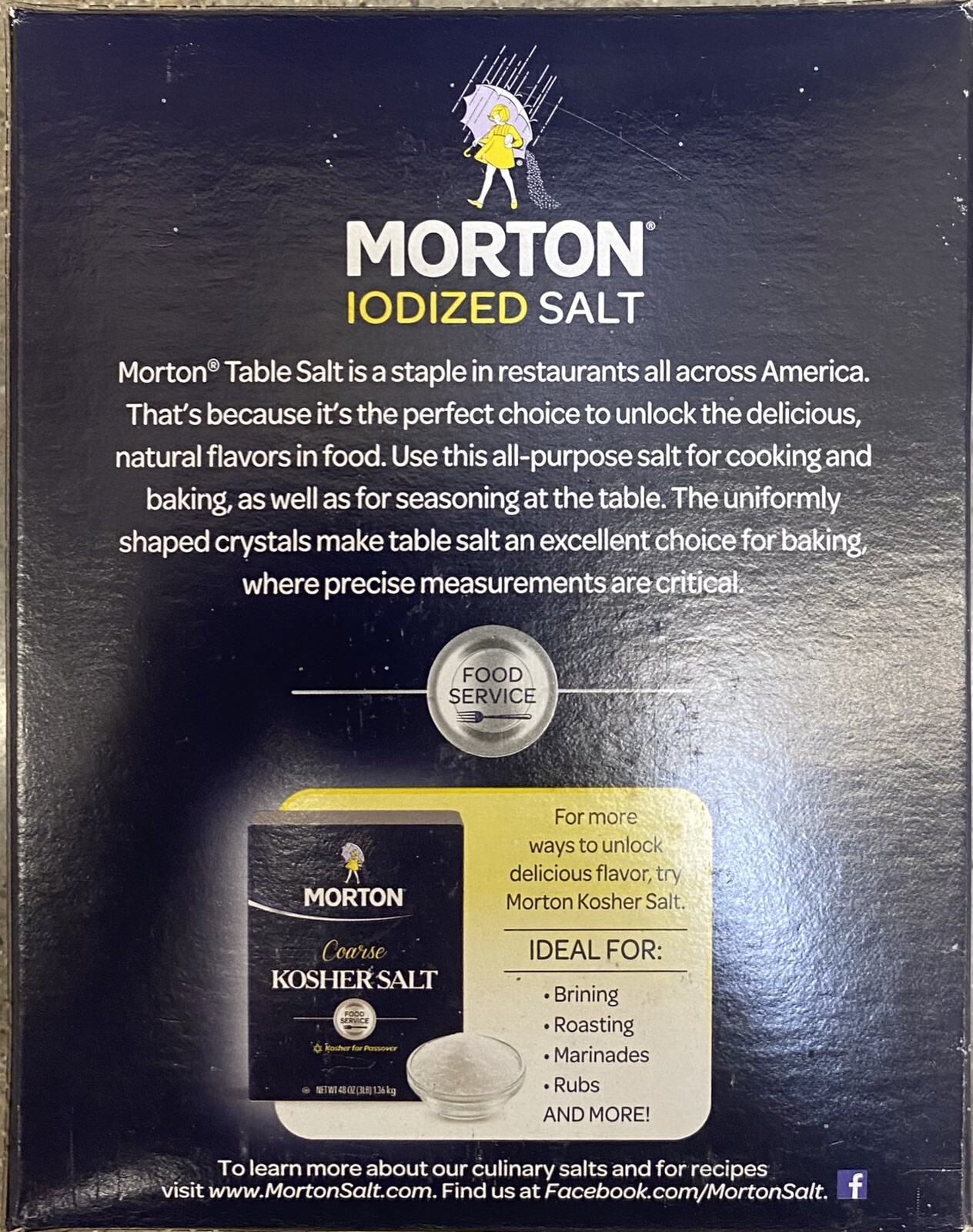 2x MORTON IODIZED Table Food Restaurant SALT 4 Lb Box – FREE SHIP – 2 PACK