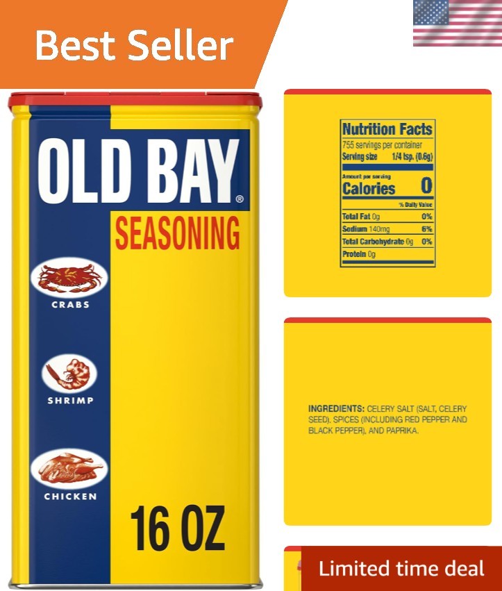 Versatile 16 oz Old Bay Seasoning – Perfect for Seafood, Chicken, & Snacks