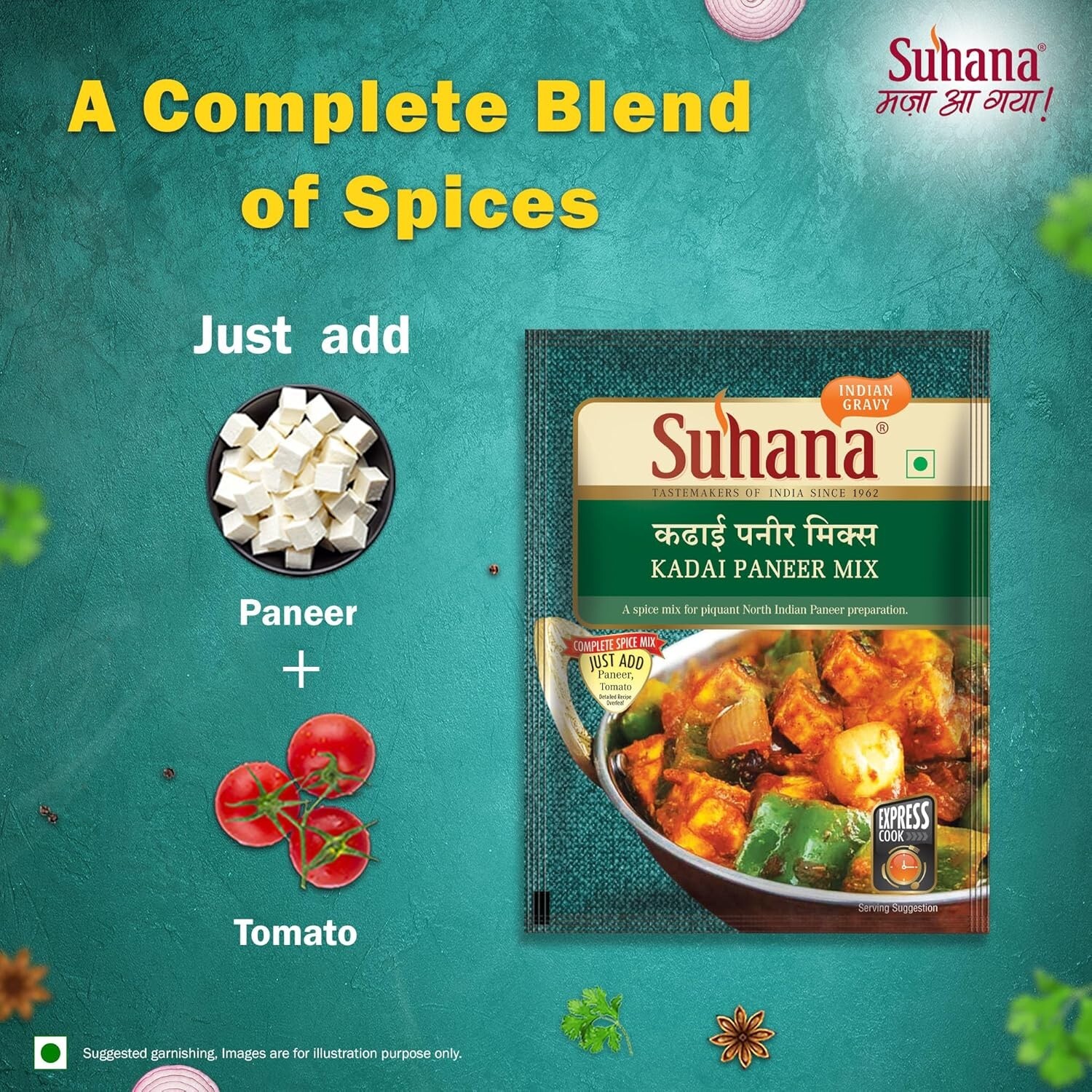 Suhana Kadai Paneer Mix no added colour Use for Quickly cooks in minutes
