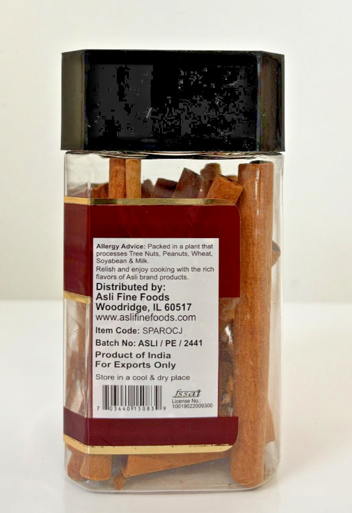 Premium Round Cinnamon Net Wt 3.5 oz (100g), Asli Brand