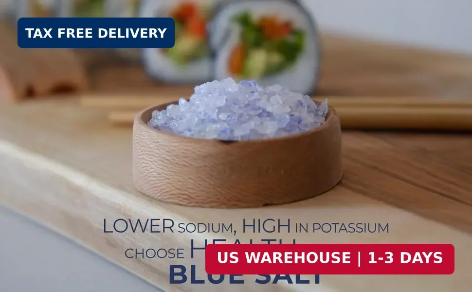 EUPHERBIA Blue Salt, Coarse, Rare Mineral Salt, High Potassium, Lower Sodium, Na