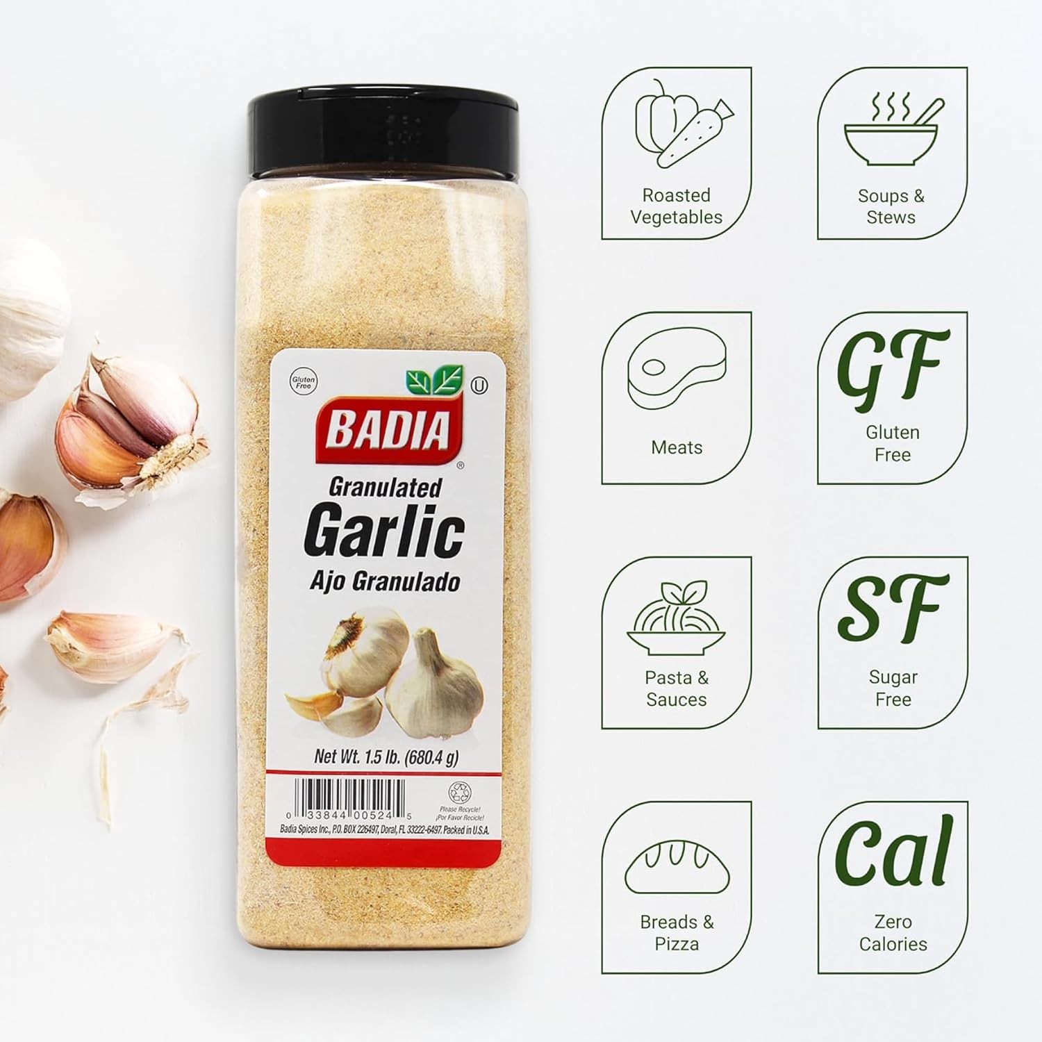 Badia Granulated Garlic Seasoning, Fine Ground Garlic Spice, 1.5 Lb
