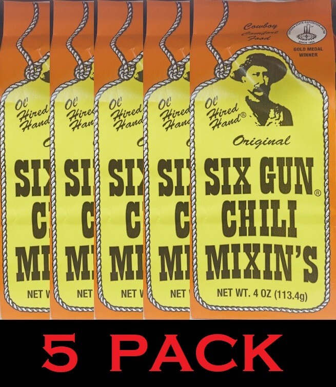 5x Six Gun Chili Mixin’s – Original – 4 oz Bag – 5 PACK