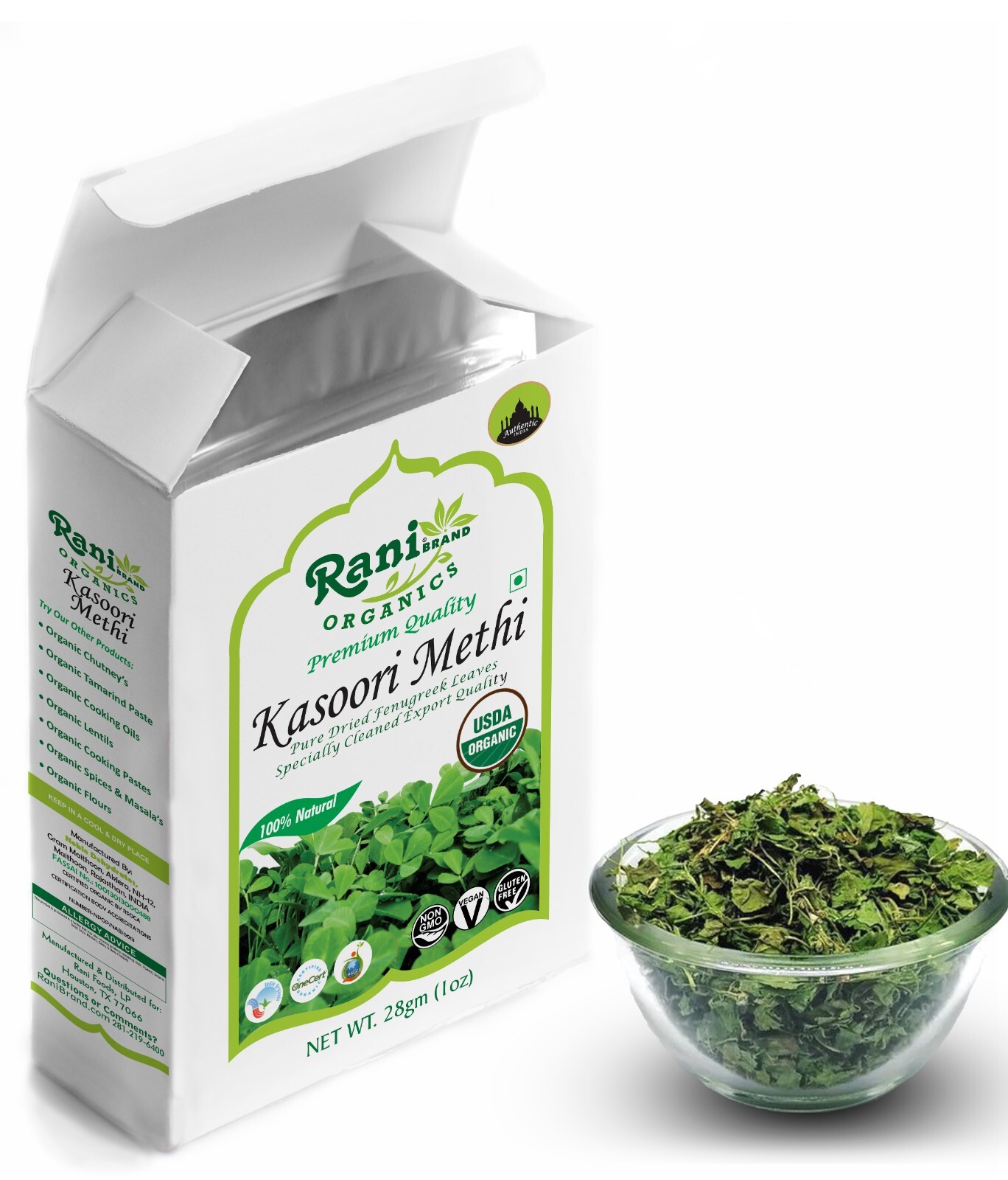 Rani Organic Fenugreek Leaves Dried (Kasoori Methi) 1oz (28g)