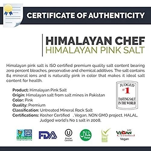Himalayan Chef Pink Himalayan Salt, Fine Grain – 1 lbs (1 Pound Bag)