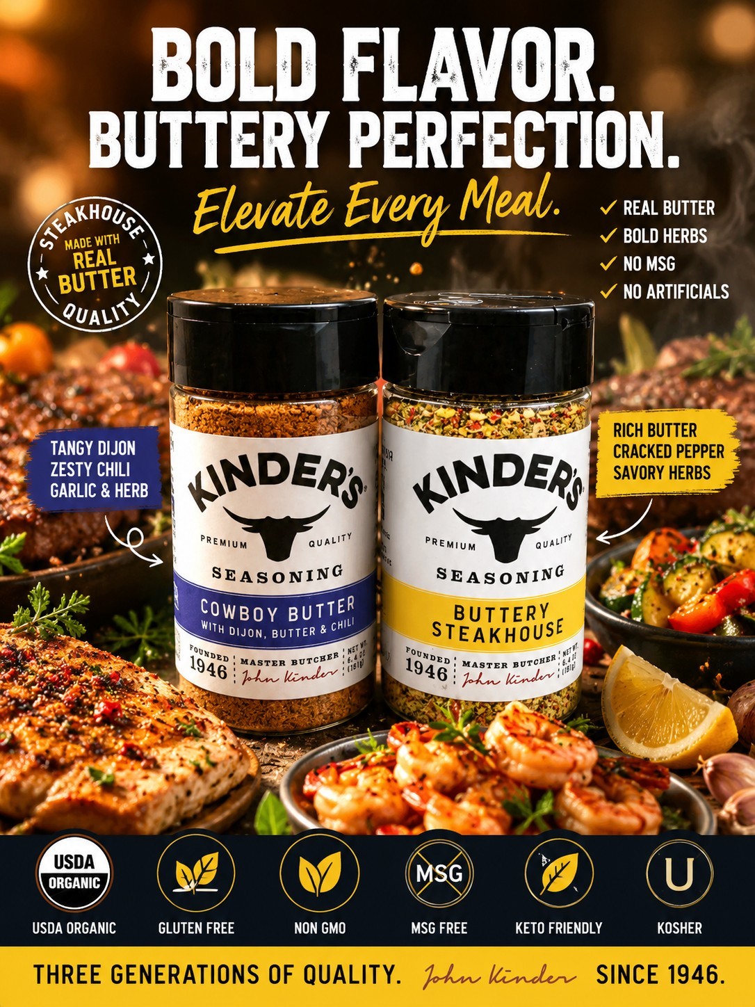 Kinder’s Cowboy Butter & Buttery Steakhouse Seasoning Bundle 2-Pack 6.4oz