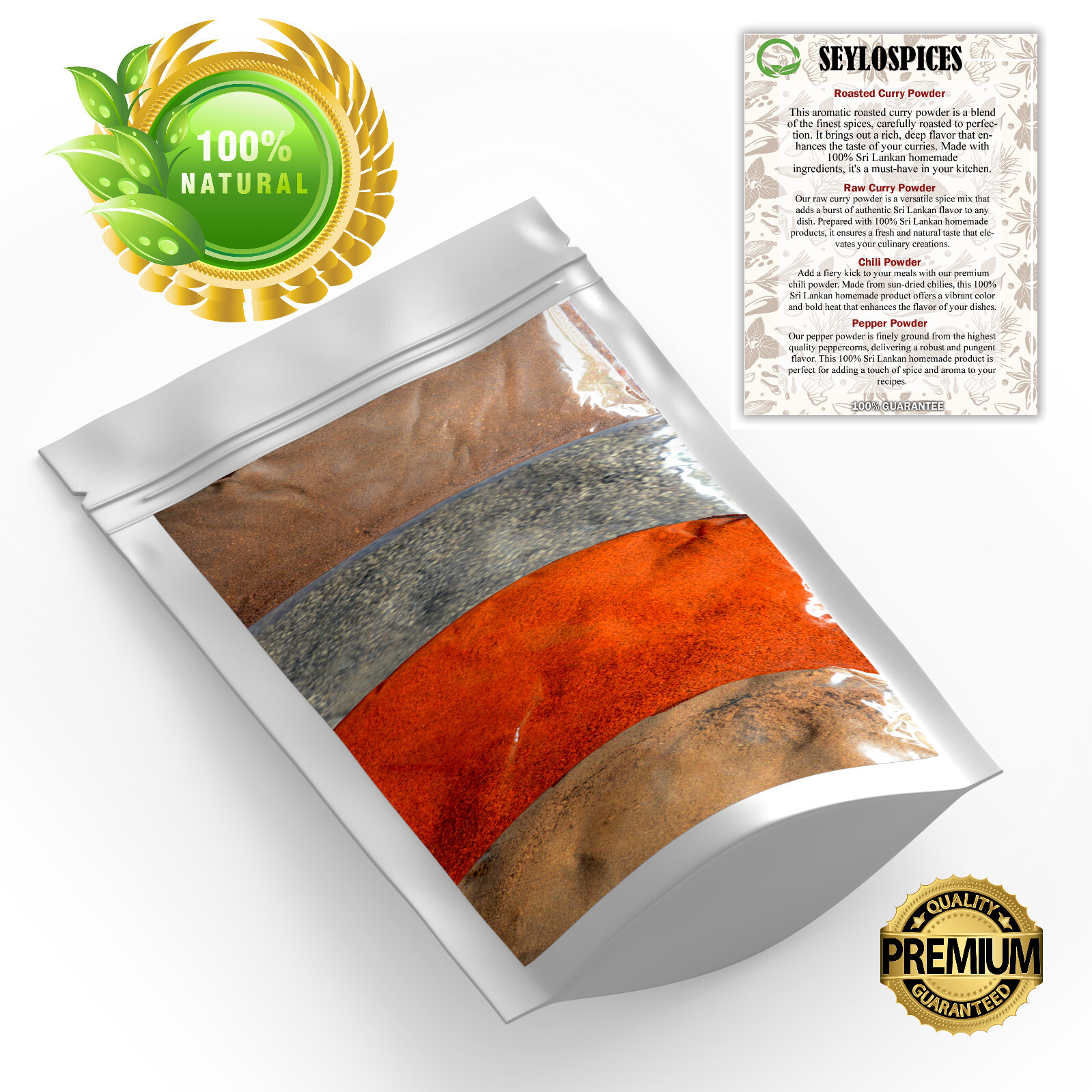 Organic Pure Ceylon Spices High Quality Sri Lankan Curry powder, Pepper, chille