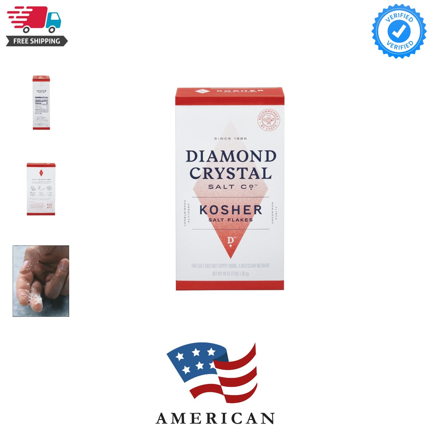 Kosher Salt – Full Flavor, No Additives – Pure and Natural Since 1886-3 Pound…