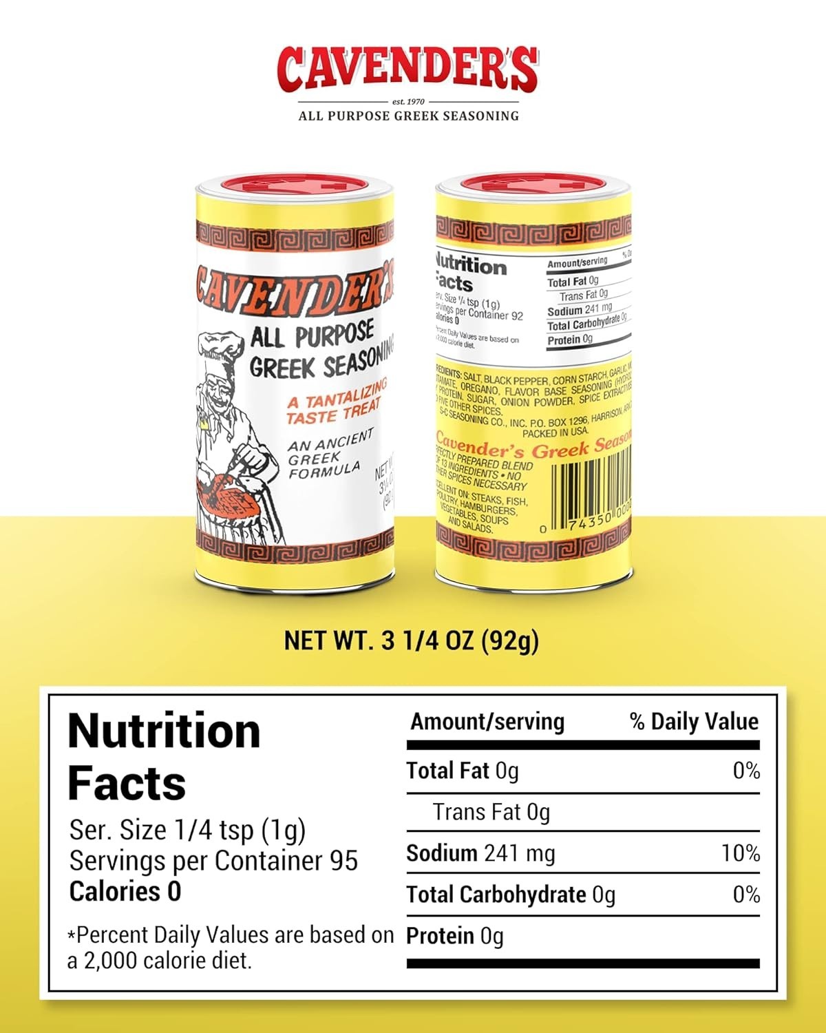 Cavender’s All Purpose Greek Seasoning 3.25 oz – Elevate Your Culinary Creations