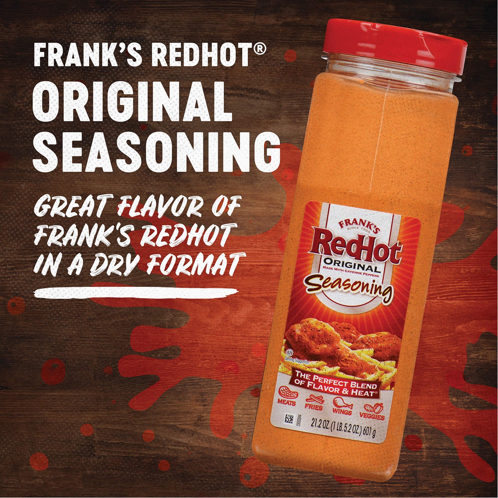 Frank’s Redhot Original Seasoning, 21.2 Oz – One 21.2 Ounce Container