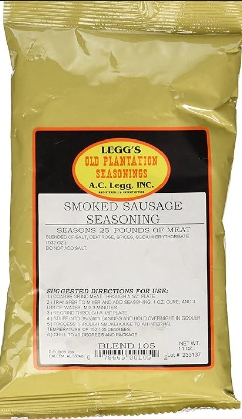 Leggs Old Plantation Smoked Sausage Seasoning (Seasons 25lbs)