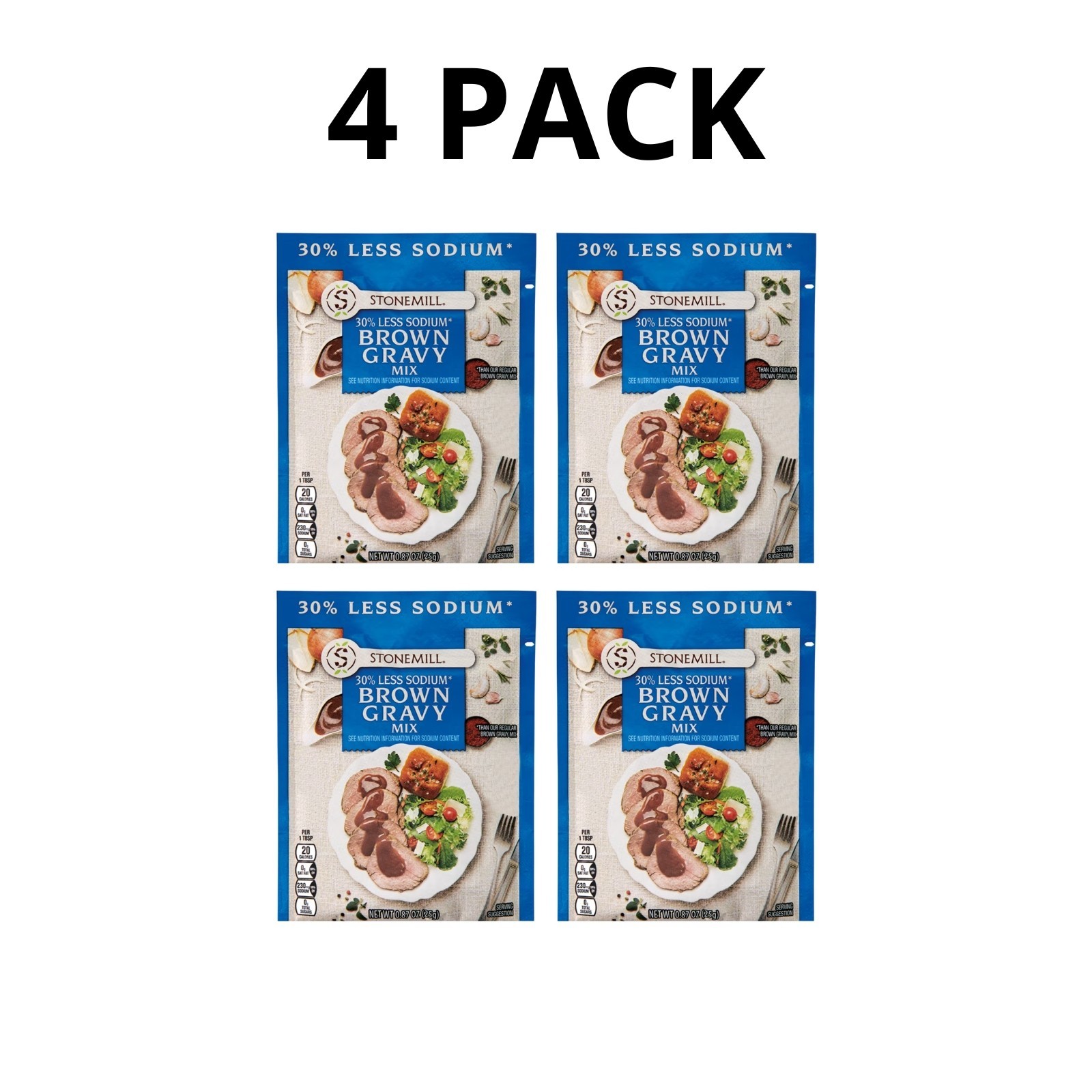 Stonemill Reduced Sodium Brown Gravy Mix, 0.87 oz – 4 Pack