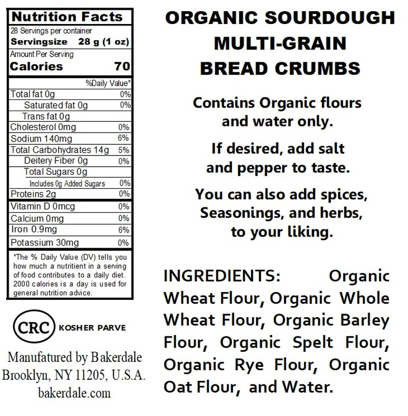 Natural Multigrain Sourdough Breadcrumbs, 28 Ounces in Reclosable Pouch, Made fr