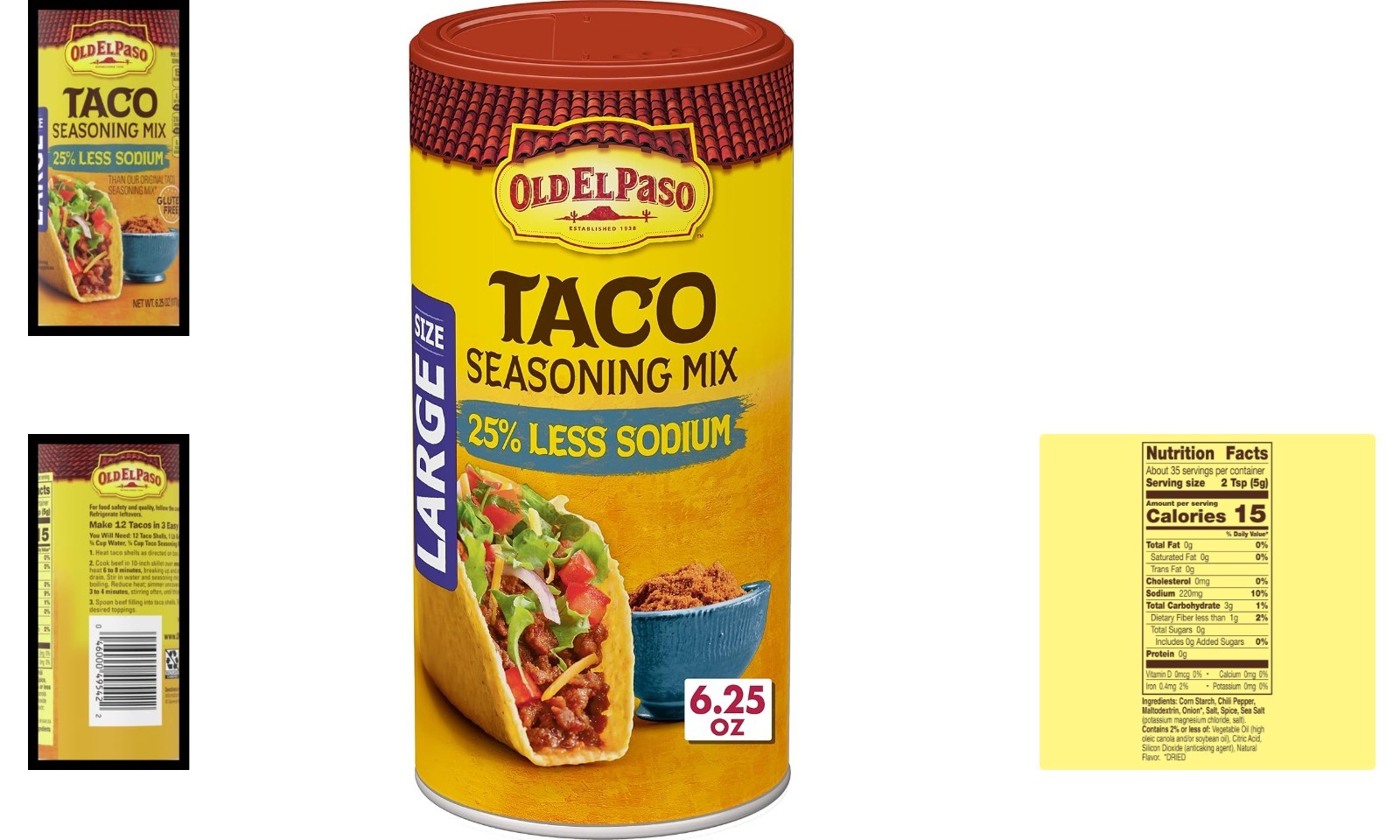 Delicious Taco Seasoning Mix, 25% Less Sodium, 6.25 oz for Everyday Cooking