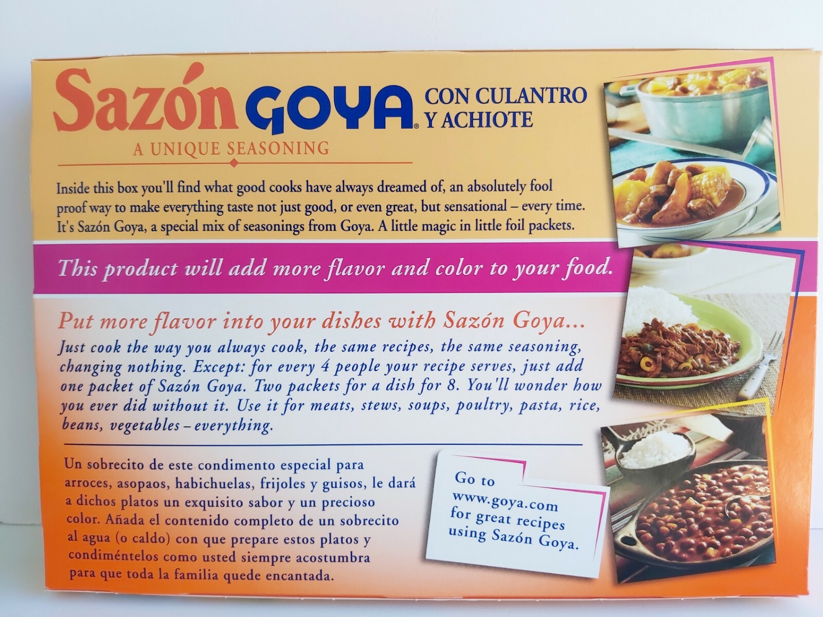 (BOX OF 36PKS) GOYA SAZON CON CULANTRO Y ACHIOTE SEASONING CORIANDER & ANNATTO