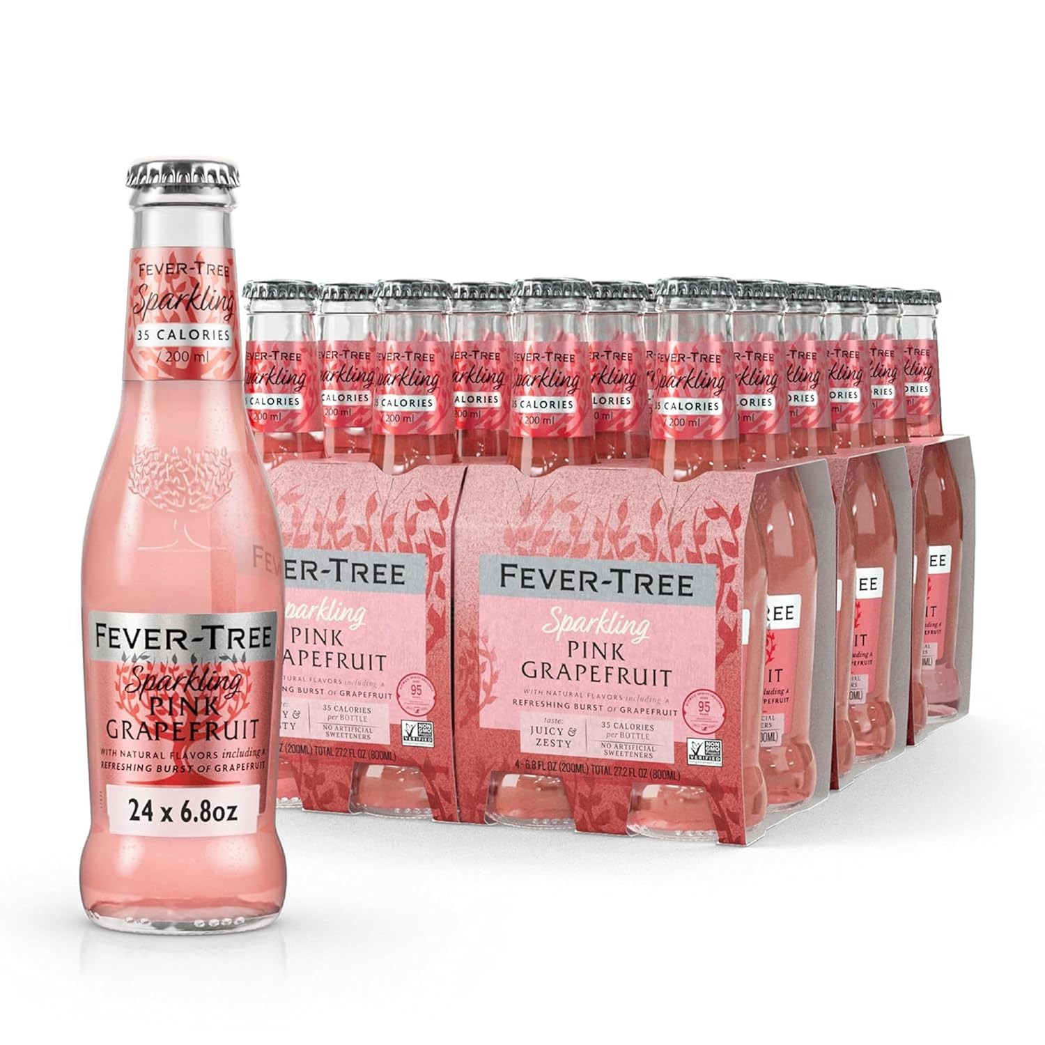Fever Tree Sparkling Pink Grapefruit Soda 6.8oz 24 Pack Mixer Non GMO