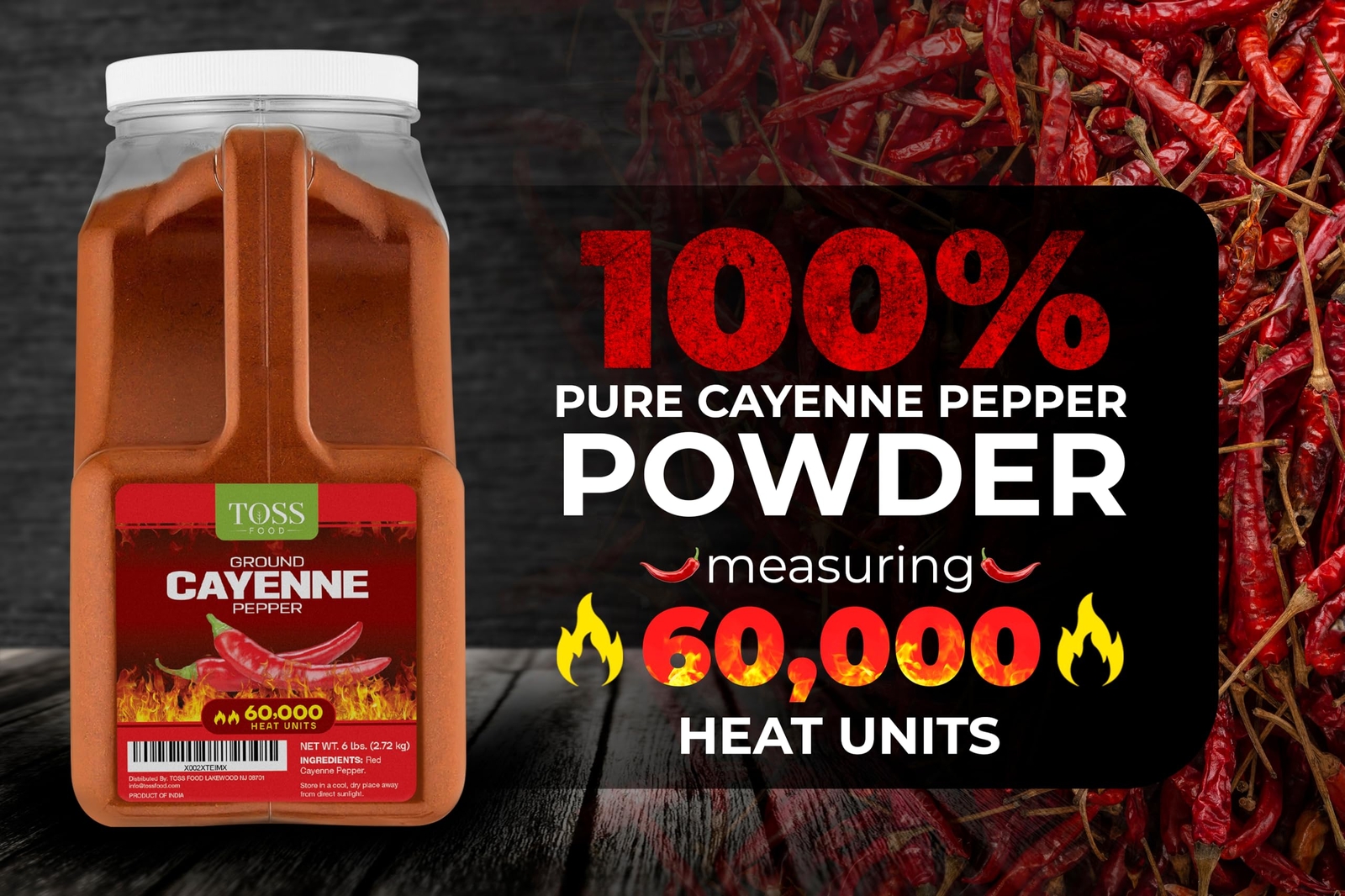 Extra Hot Cayenne Pepper Powder Bulk 60,000 Heat Units 6 LB, Ground Cayenne P…