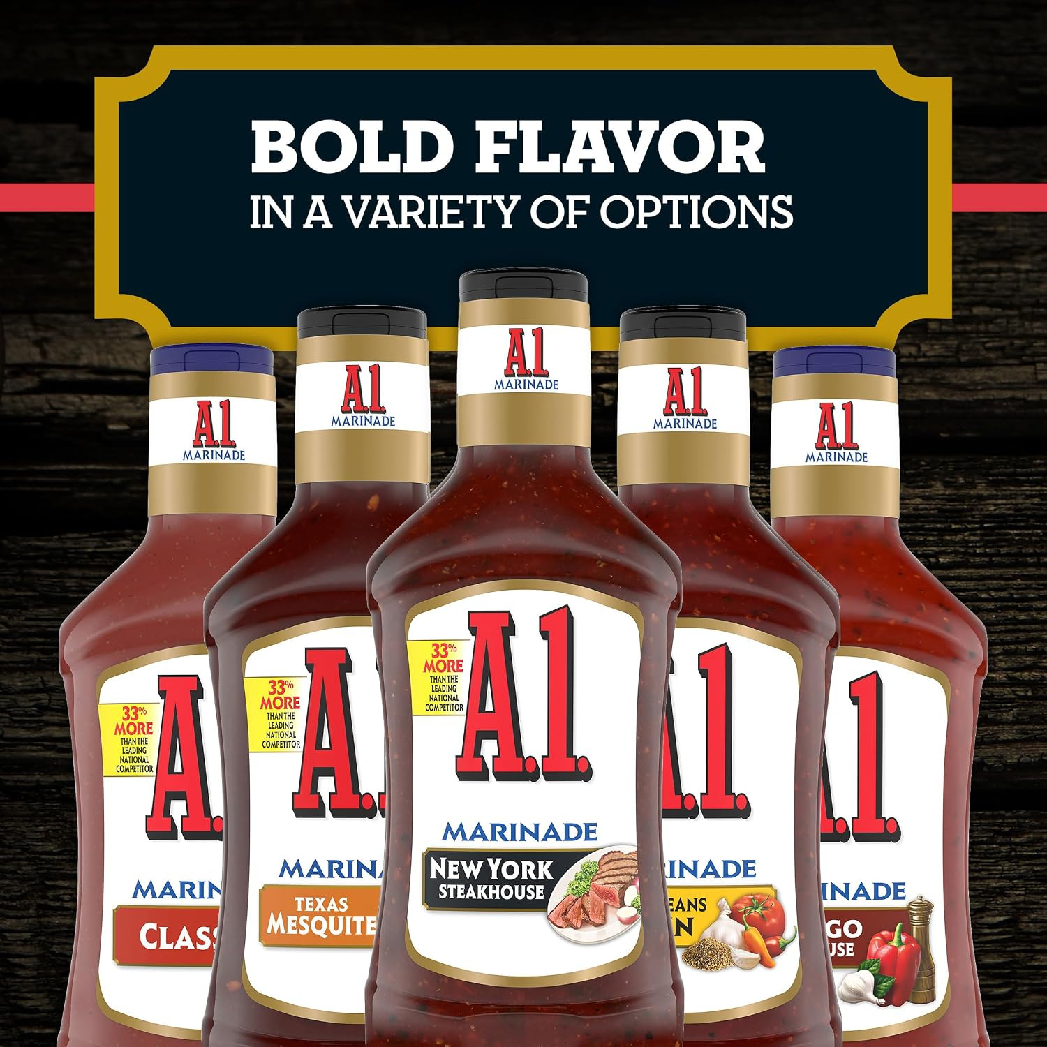 A1 New York Steakhouse Marinade 6 Pack 16 Oz Bottles Bold Flavor for Meats