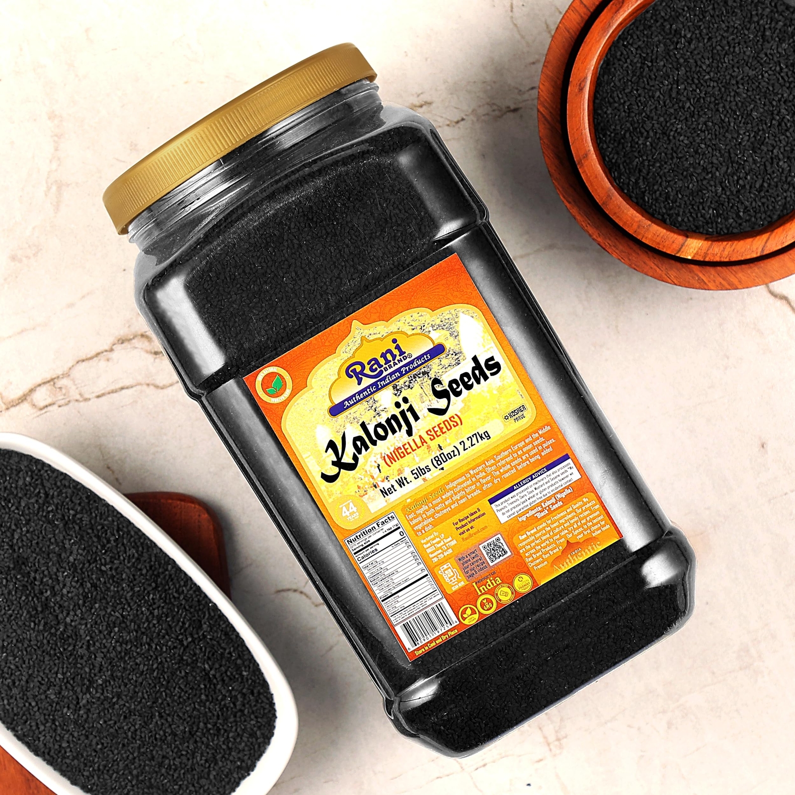 Rani Kalonji Seeds Whole Spice 80oz (5lbs) 2.27kg Bulk PET Jar