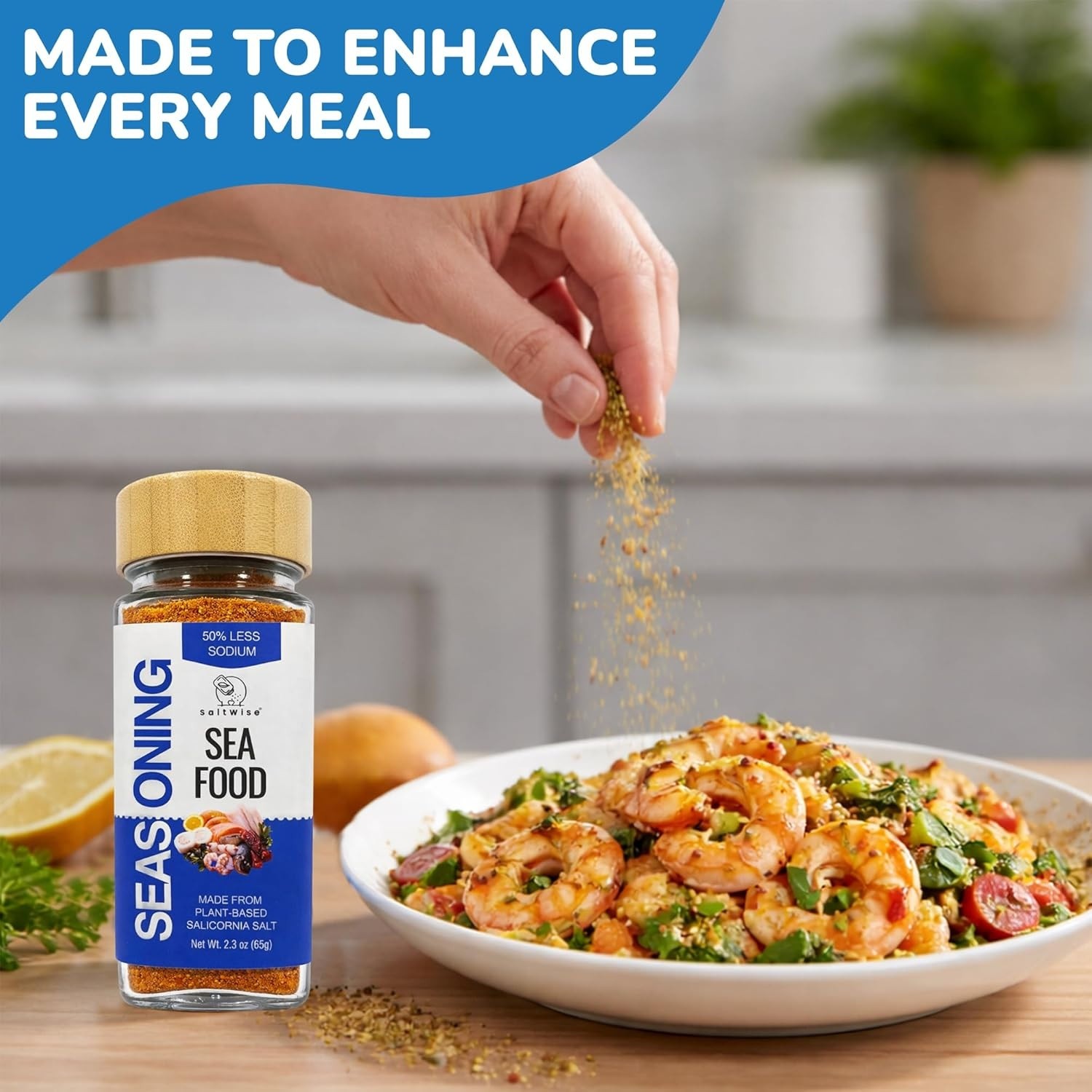 SaltWise Low Sodium Seafood Seasoning – Plant-Based Salicornia Salt, No MSG