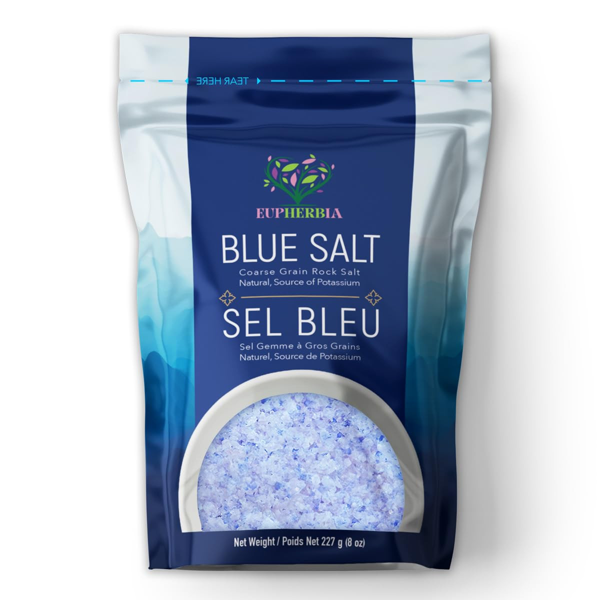 Blue Salt, Coarse, Rare Mineral Salt, High Potassium, Lower Sodium, Natural, Unp