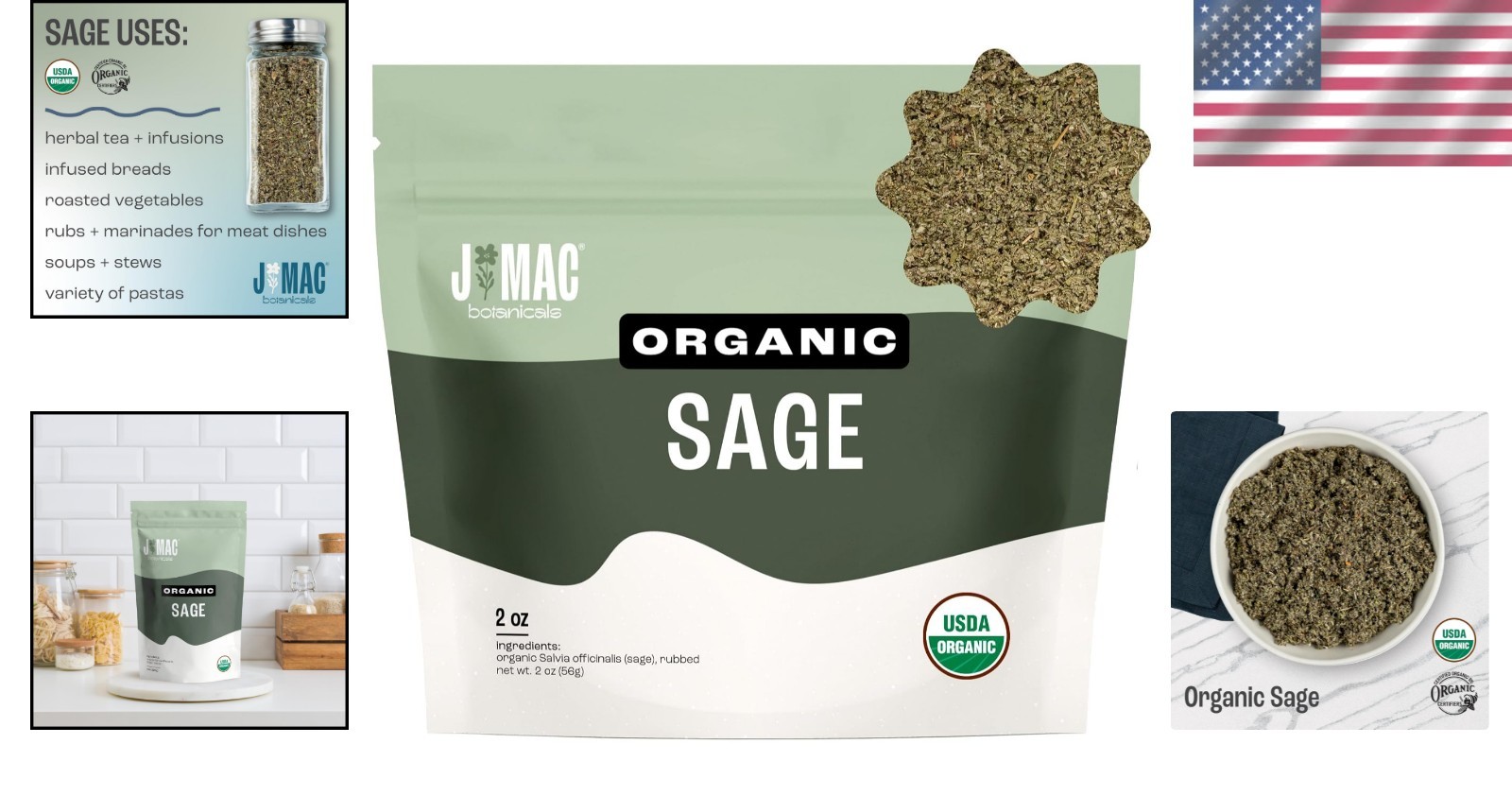 Dried Rubbed Sage 2 oz – USDA Organic Culinary Sage from Albania