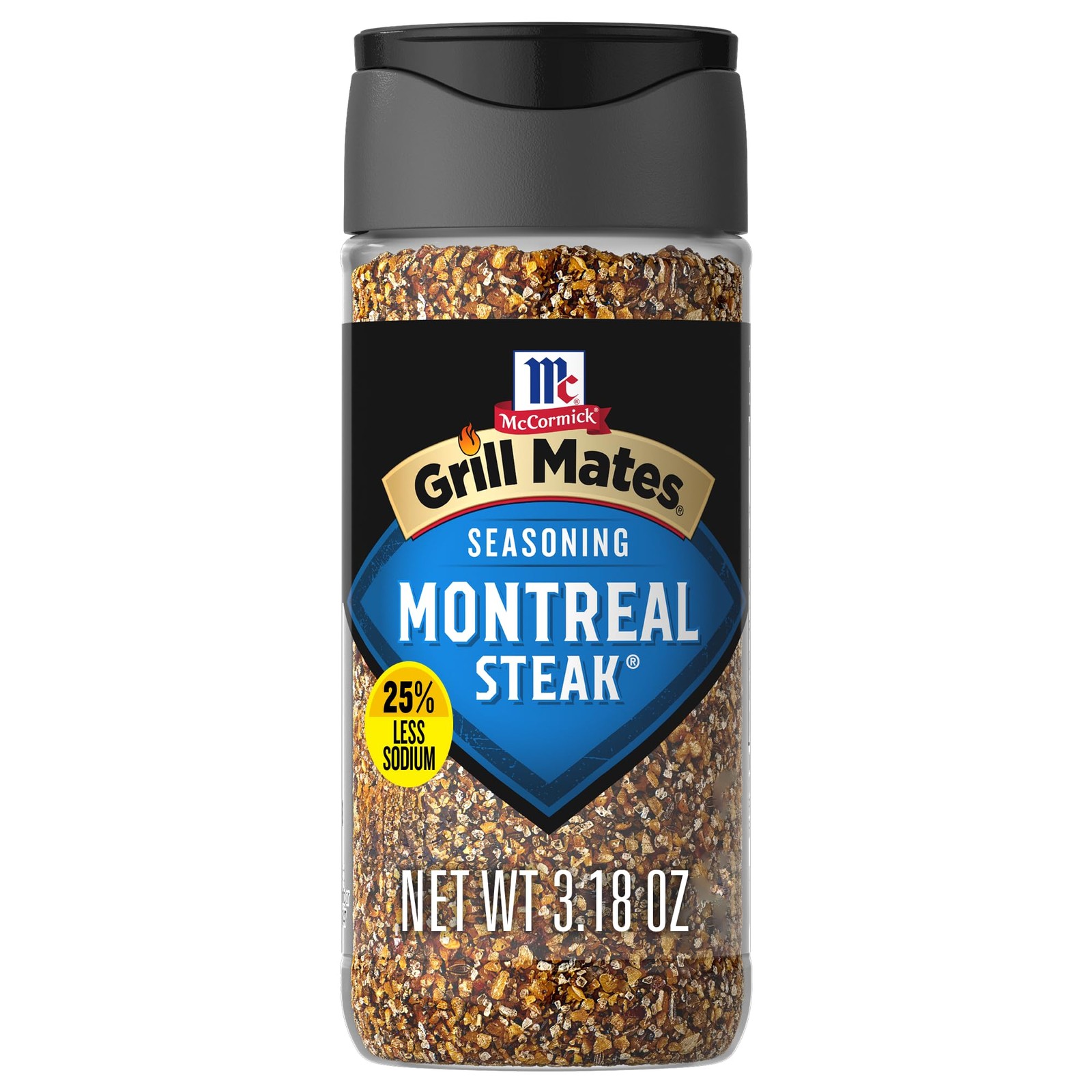 McCormick Grill Mates 25% Less Sodium Montreal Steak Seasoning, 3.18 oz