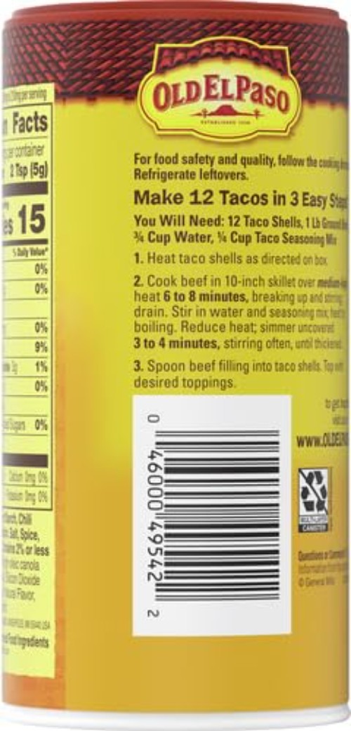 Delicious Taco Seasoning Mix, 25% Less Sodium, 6.25 oz for Everyday Cooking