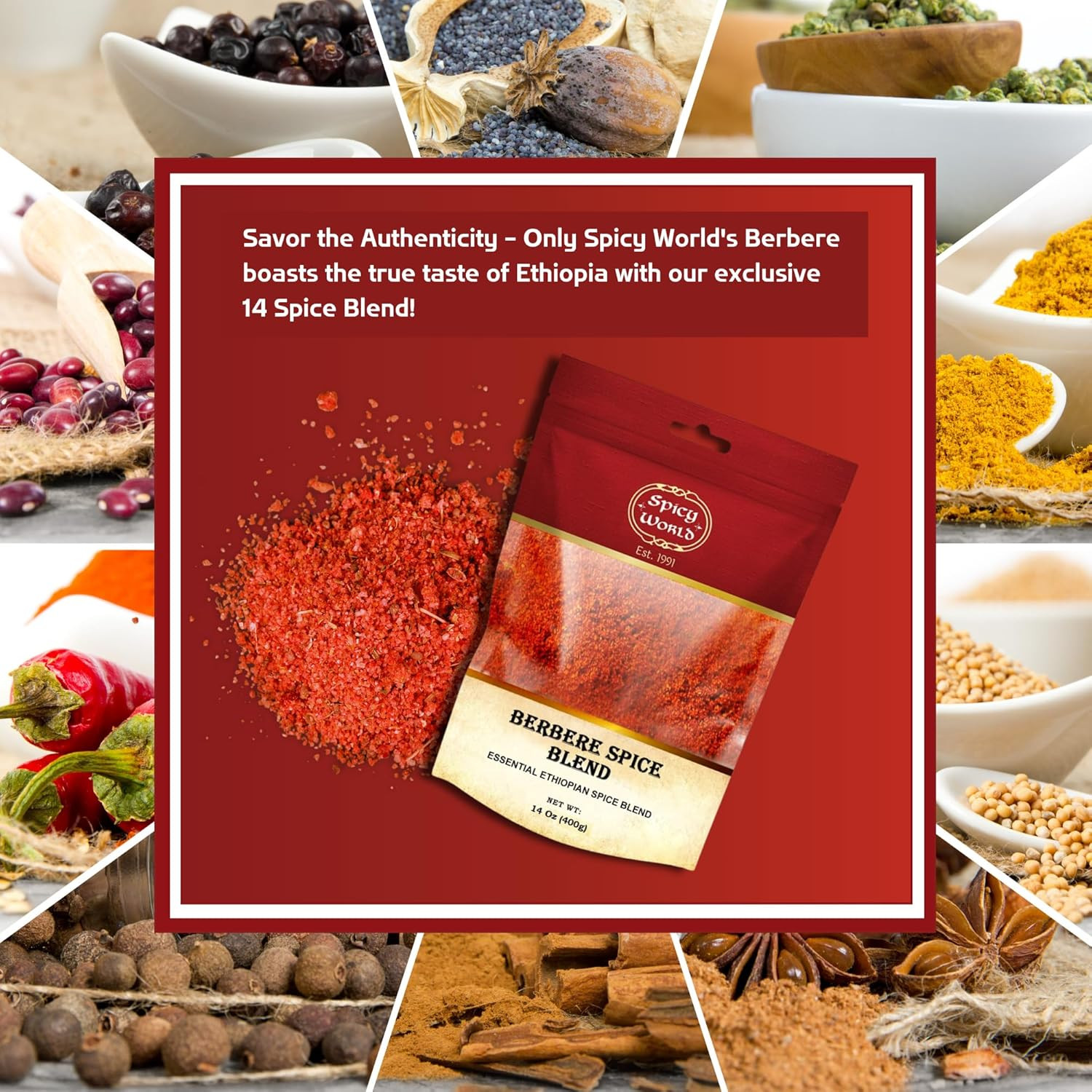 Spicy World Berbere Spice Blend 3.5Oz | Authentic Ethiopian Seasoning Hand