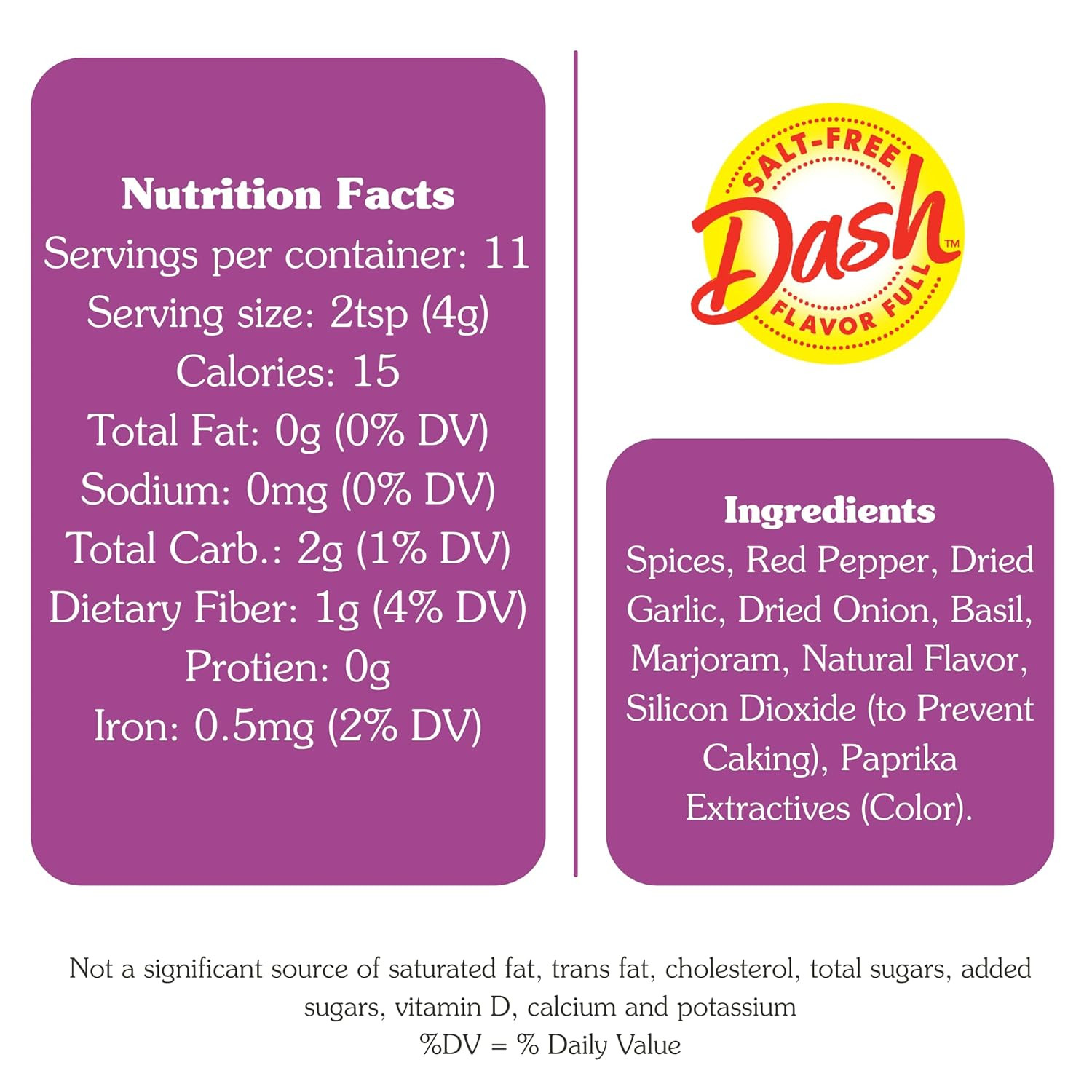 Dash Salt-Free Pasta Seasoning Blends, Spicy Italian, 1.6 Ounce (Pack of 8)