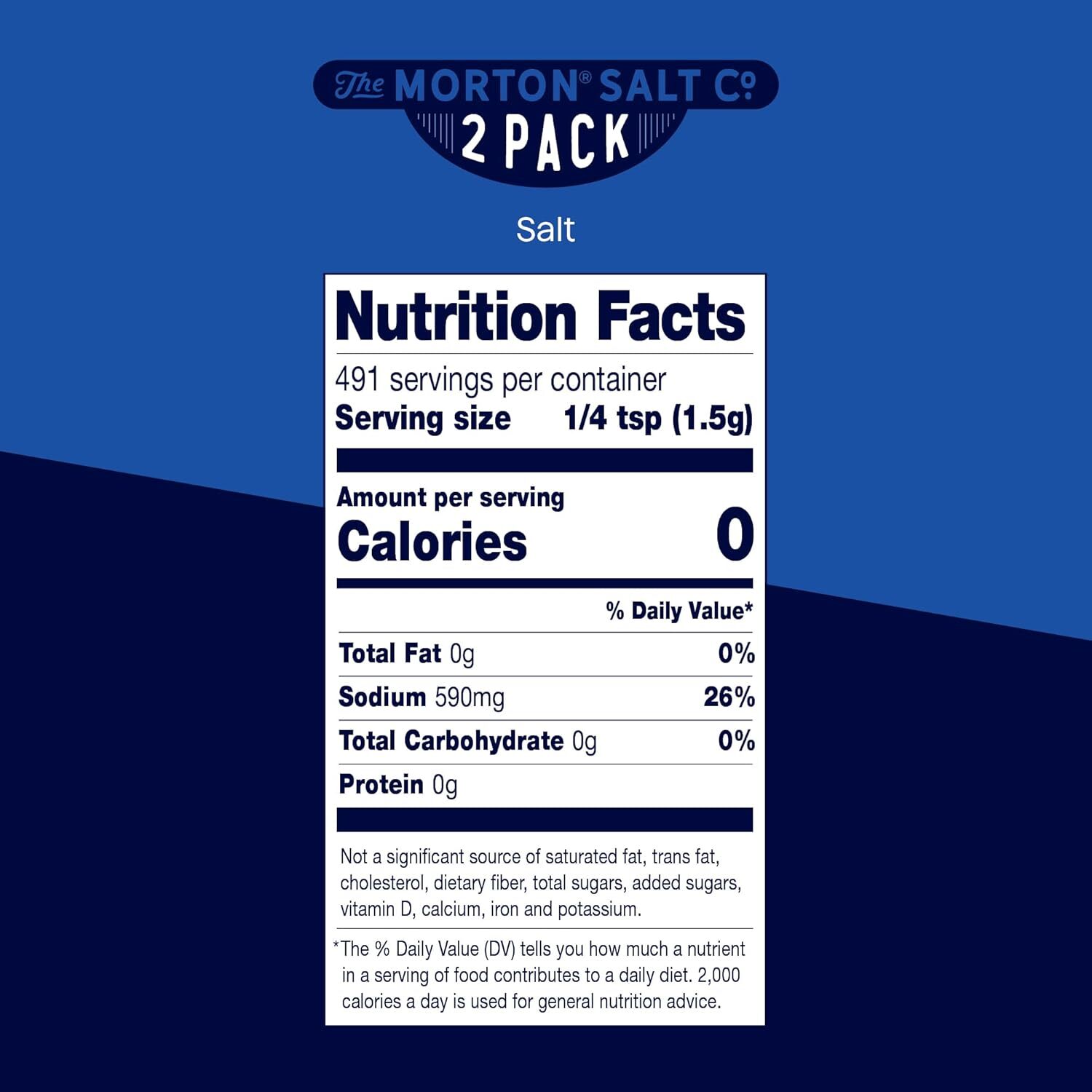 (Pack of 2) Morton All-Purpose Non-Iodized Table Salt 26 oz