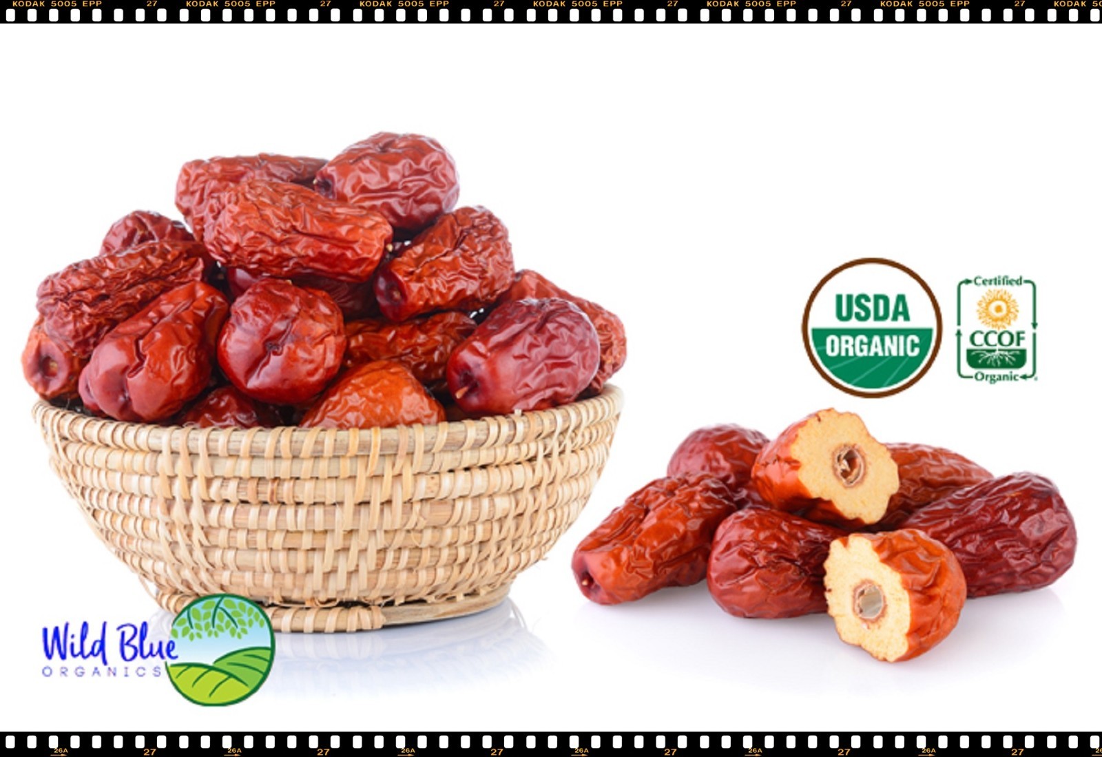 100% ORGANIC Dried Jujube Date California Grown 대추 Hong Zao 紅棗 táo tàu 1/2 lbs.