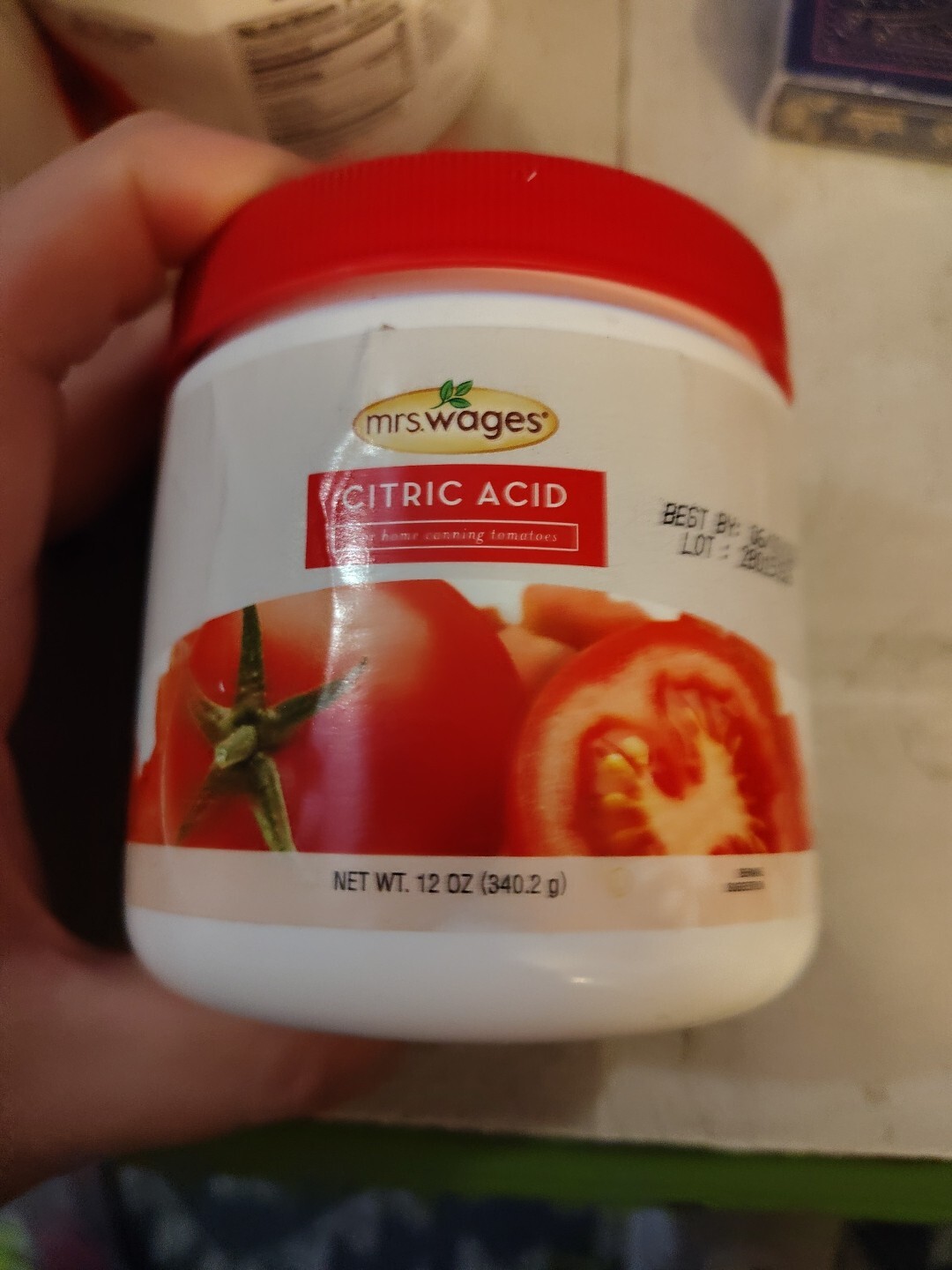 Mrs. Wages Citric Acid for Home Canning, 12-oz Jar, Exp 6/2028