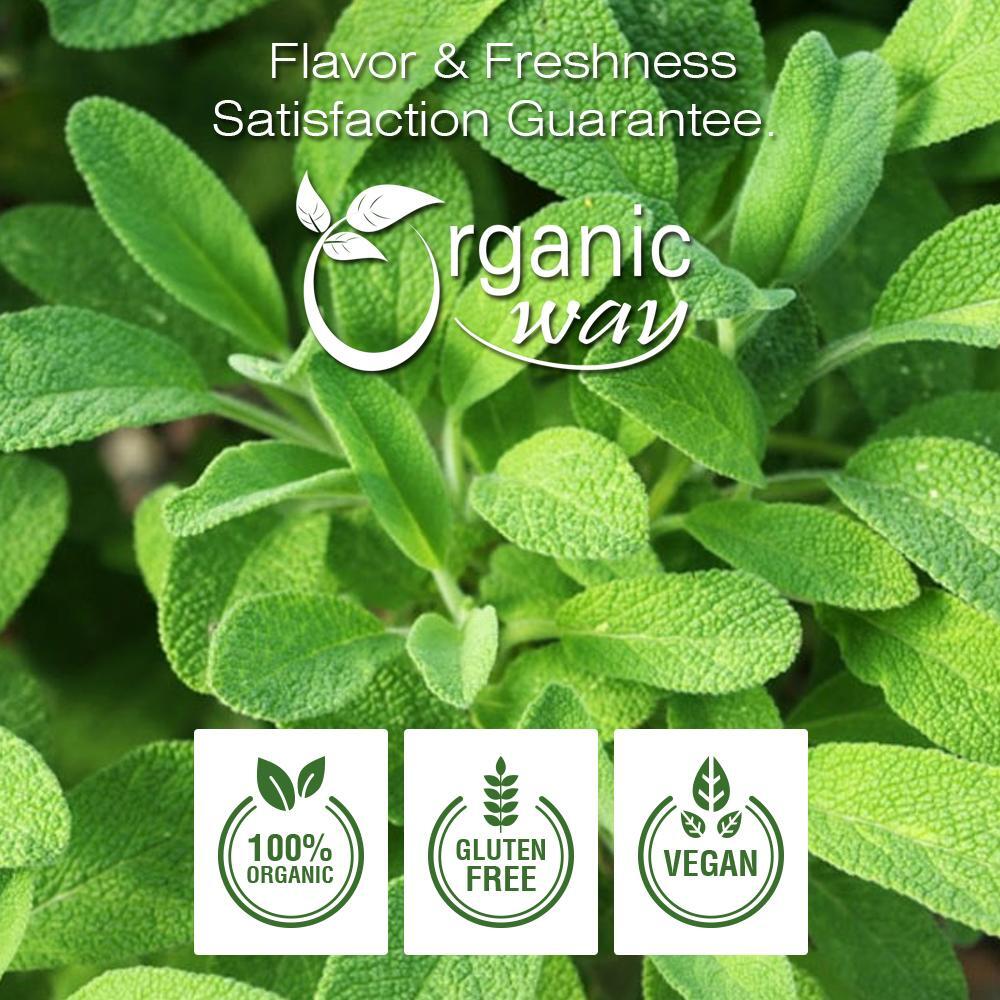 Organic Way Dried Sage Leaf Whole – Organic, Kosher & USDA Certified