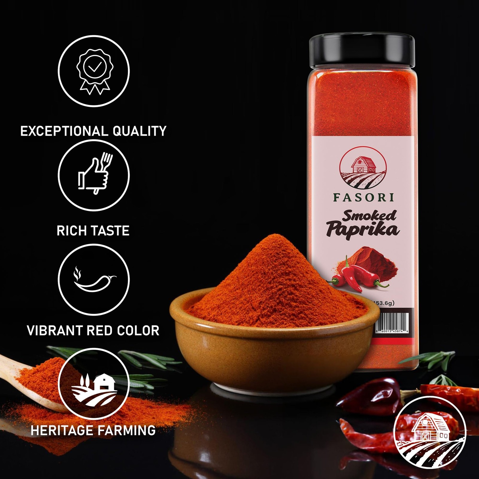 Fasori Smoked Paprika Powder 16 oz (453 g) – Oak Wood 16 Ounce (Pack of 1)