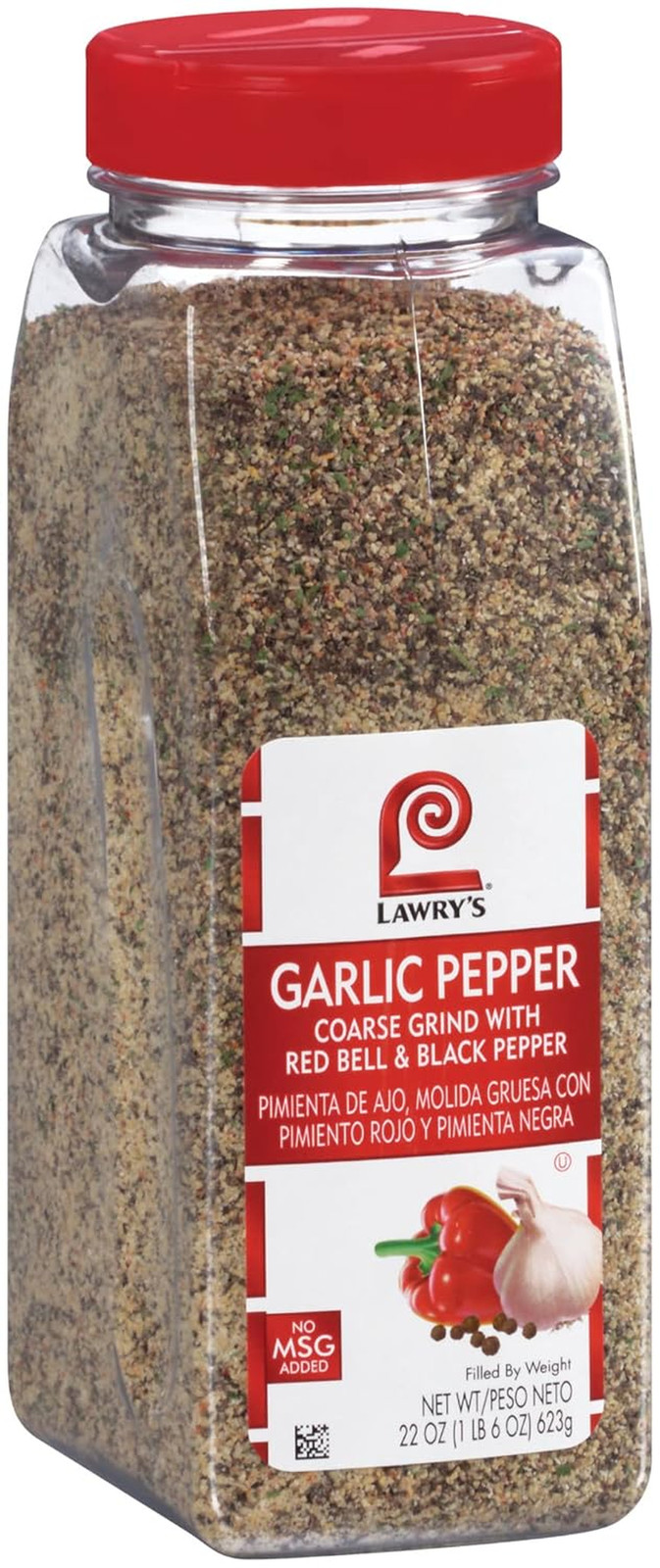 Coarse Grind Garlic Pepper with Red Bell & Black Pepper, 22 Oz – One 22 Ounce Ga