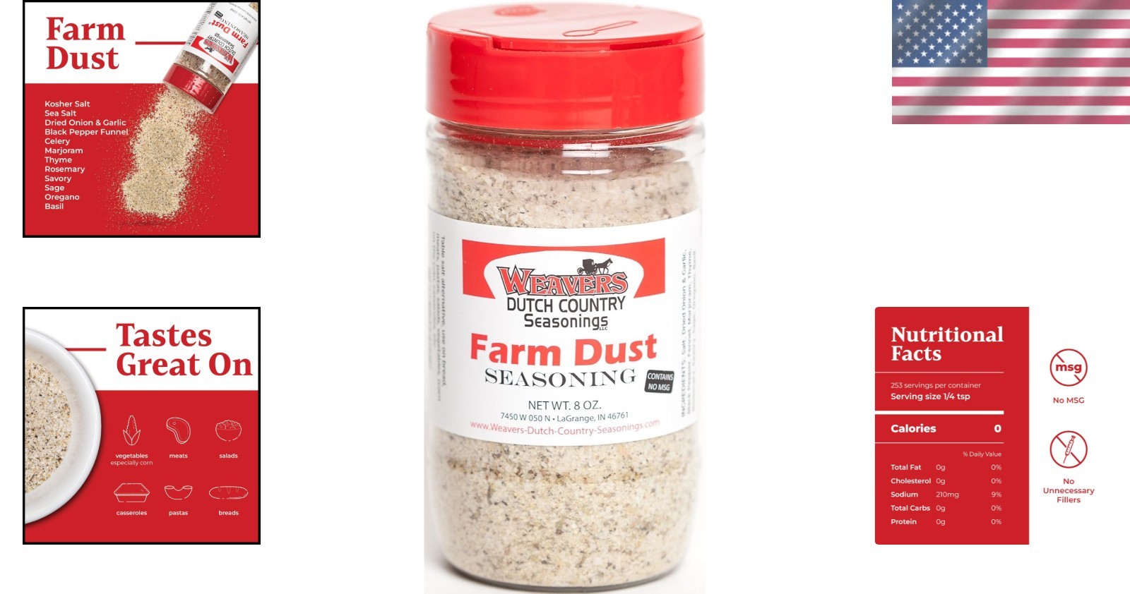 Flavorful 8 Oz. Farm Dust Seasoning for All Ages – No MSG & Gourmet Dust