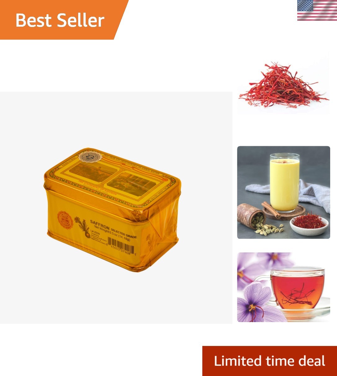 All-Natural 1/2 Oz Saffron Threads – 14.18g of Culinary Gold for Gourmet Chefs