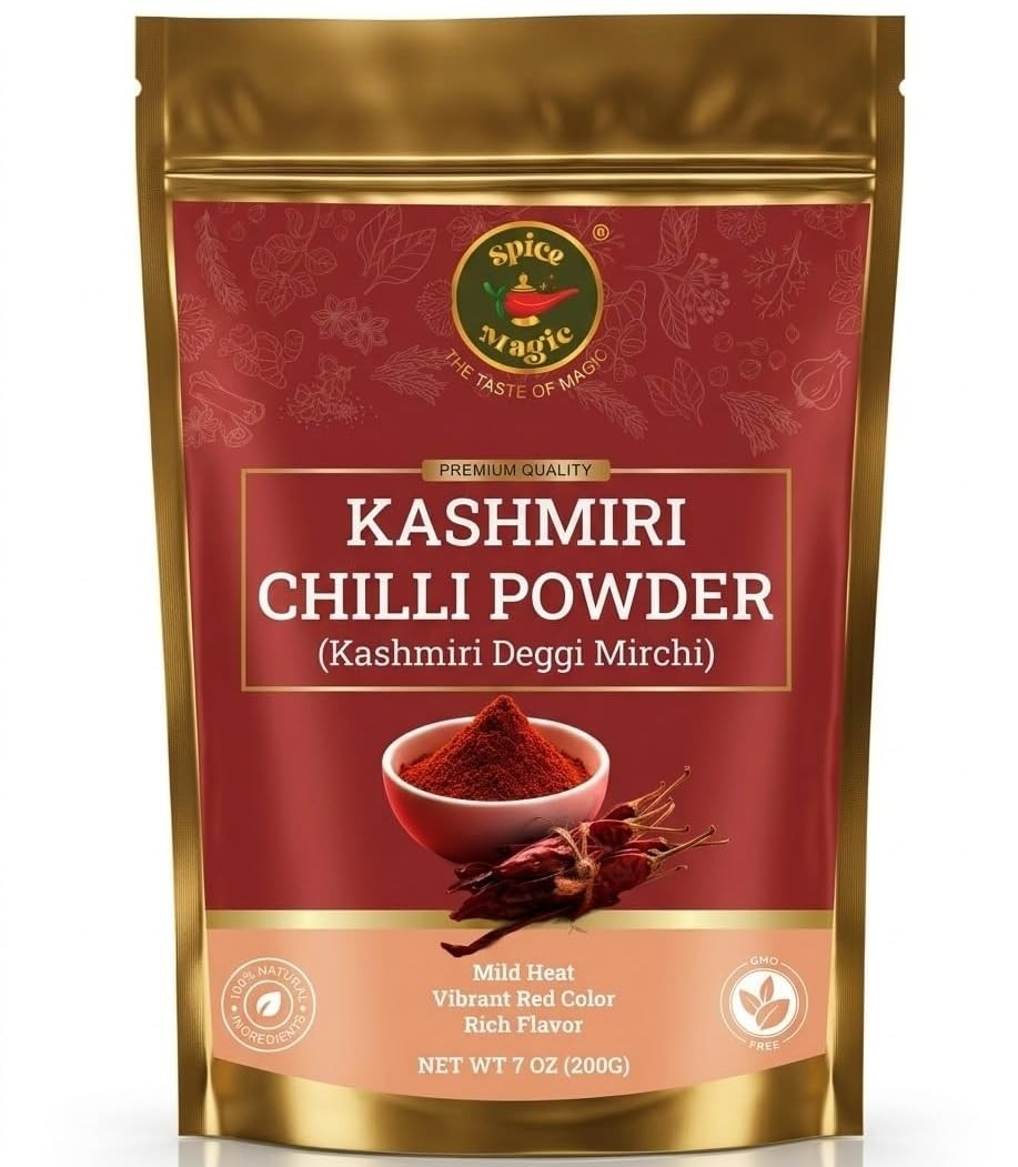 Spice Magic Kashmiri Chili Powder 7oz 200g I Mild Low Heat Red Chili Powder I…