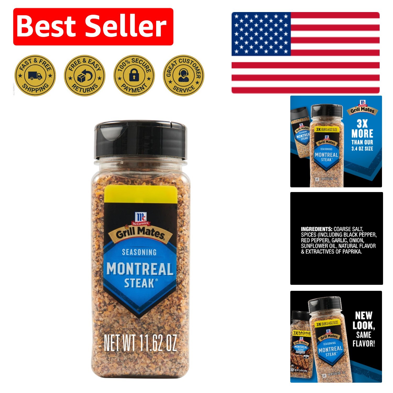 McCormick 11.62oz Montreal Steak Seasoning – Bold, No MSG Added, Gluten-Free