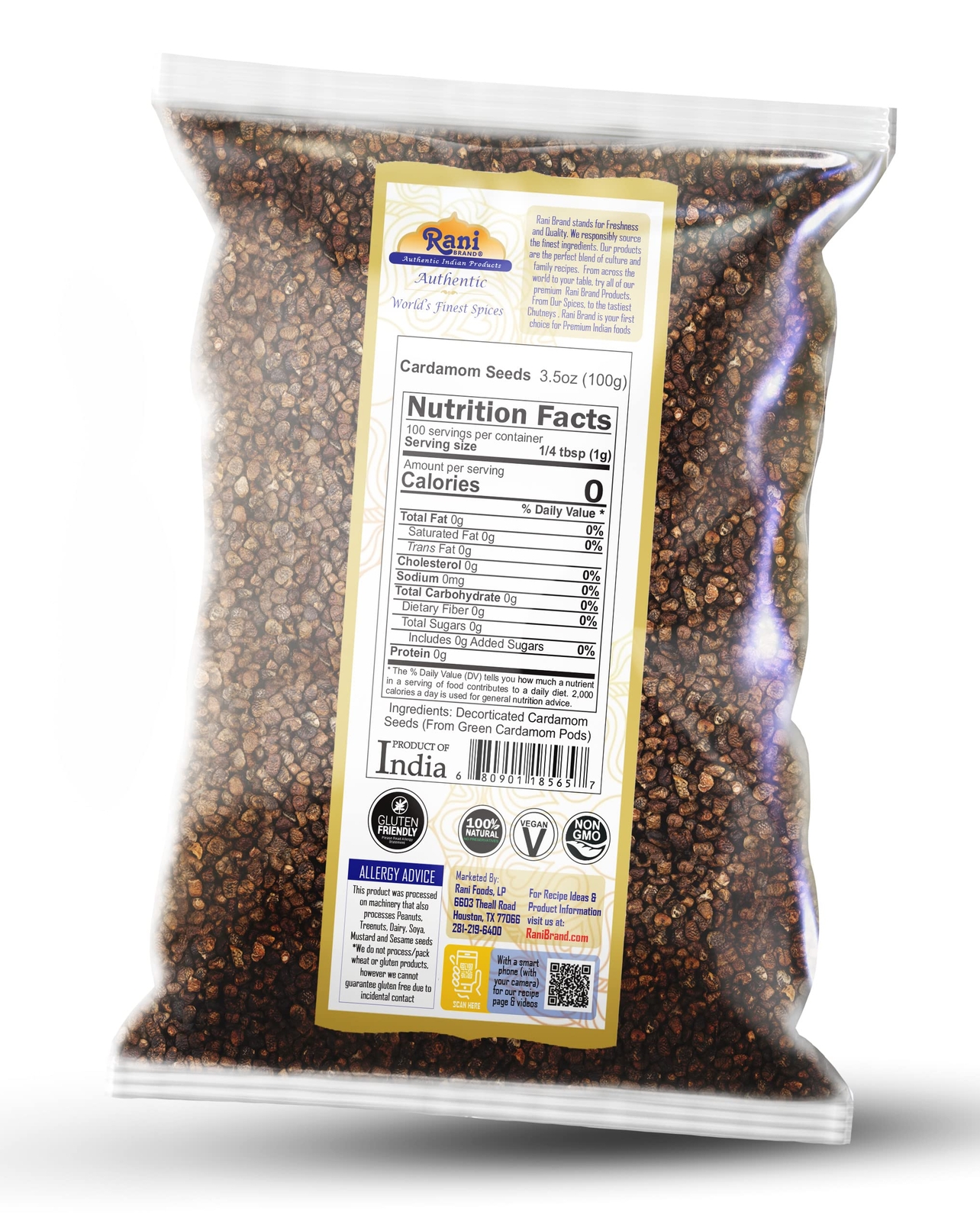 Rani Cardamom (Elachi) Decorticated Seeds Indian Spice 3.5oz (100g)