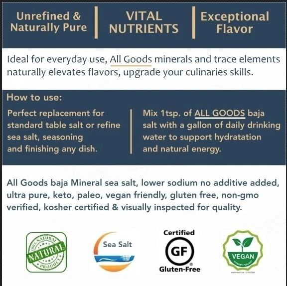 Baja Gold Mineral Sea Salt Natural Grain Crystals 8 oz. Bag