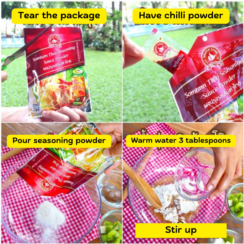 Papaya Salad Seasoning Sauce Powder Som Tam Thai Food Spicy Easy Cooking 30gx3