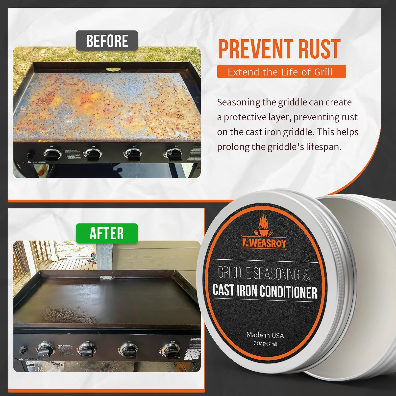 Griddle Seasoning for Blackstone and Cast Iron and Carbon Steel Seasoning, Ma…