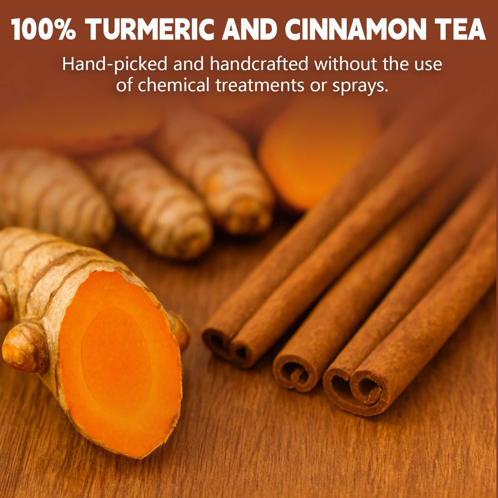 Organic Turmeric Ginger Cinnamon Tea Bags – Caffeine-Free, Vegan, 50 Count