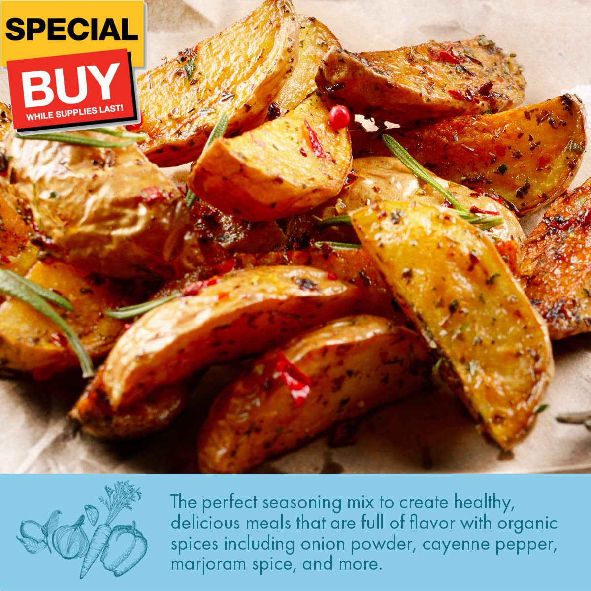 No Salt All Purpose Organic Seasoning, 100% Sodium Free, No MSG, For Vegetables,