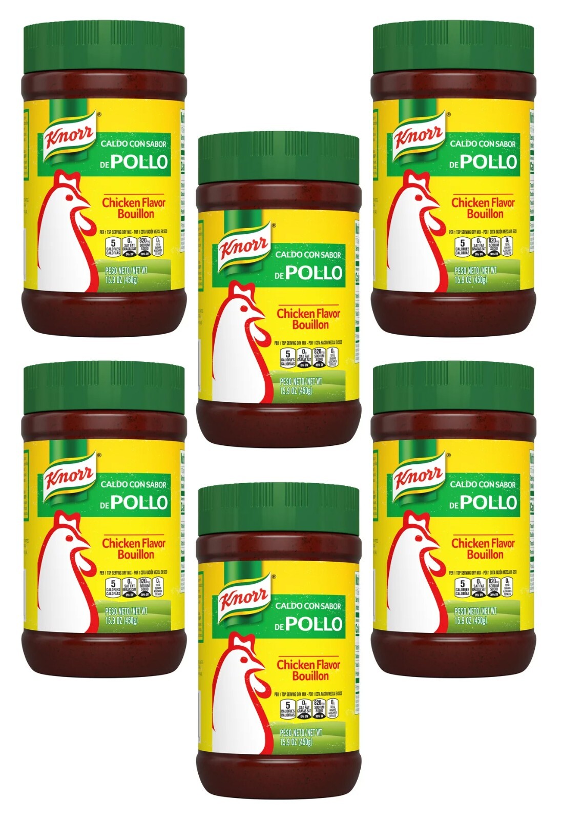 6 Jars Knorr Powdered Chicken Bouillon Granulated Mix Size 15.9 oz Each (6 Pack)
