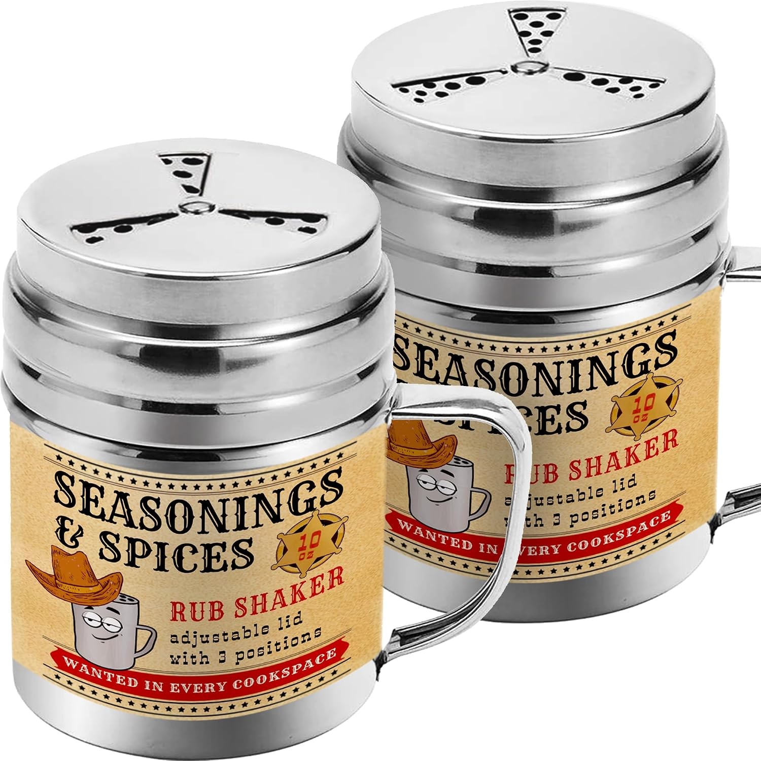 [Pack of 2] 10 oz Seasonings Spice Shakers – BBQ Dry Rub Shakers – Cooking