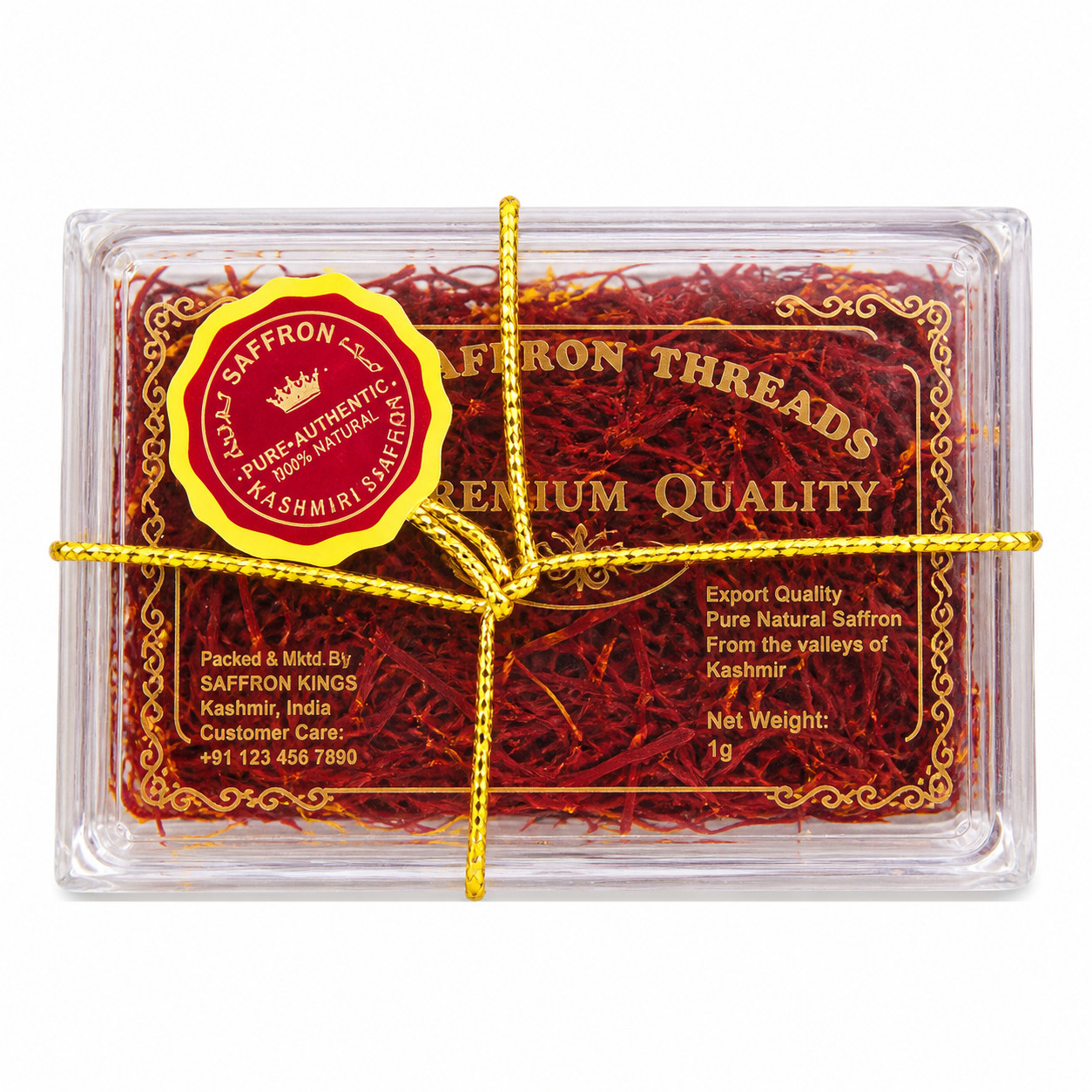 Saffron Pure Kashmiri Saffron Threads 1g Premium Grade Organic Zafran Spice Box